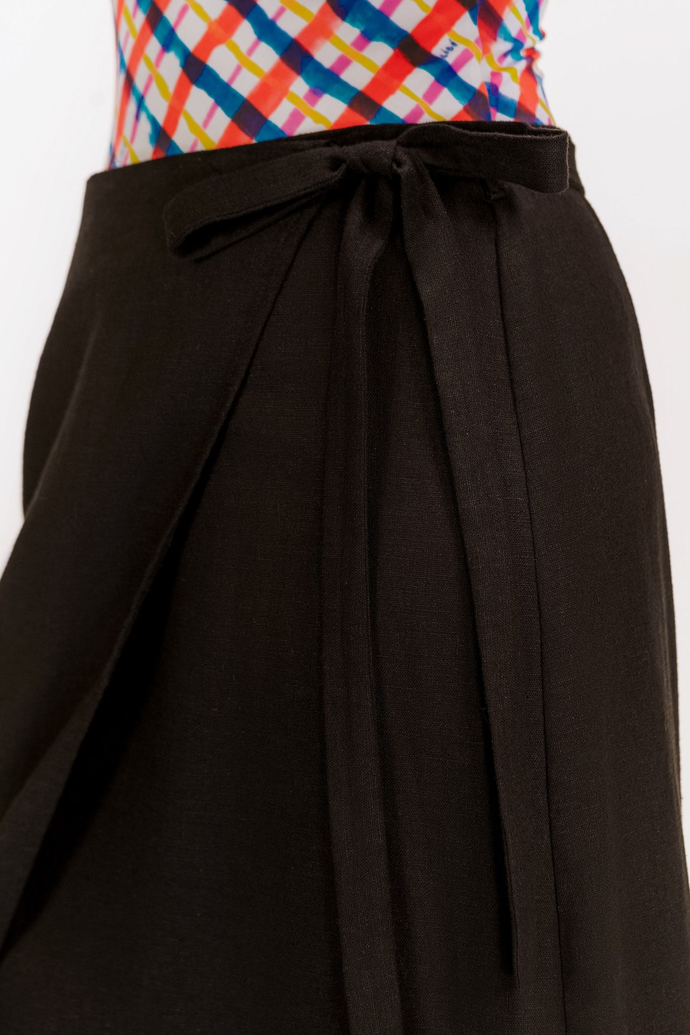  Black Beach Linen Cover Up Skirt 