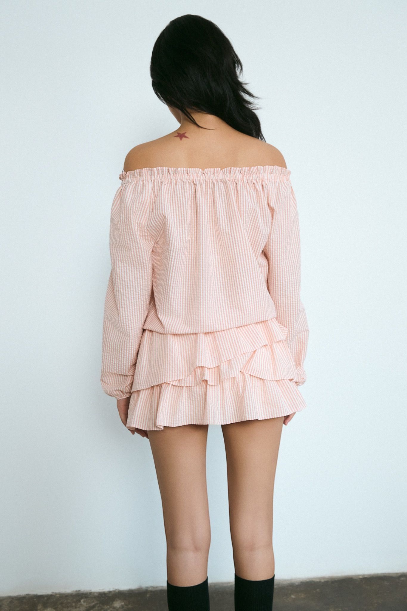 Striped Ruffle Mini Dress
