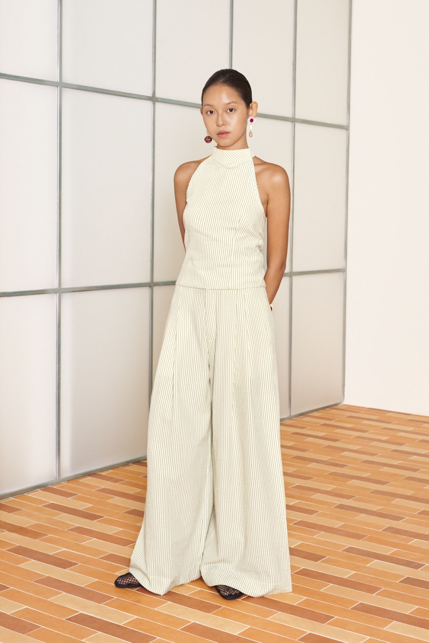 Striped A-line Trousers