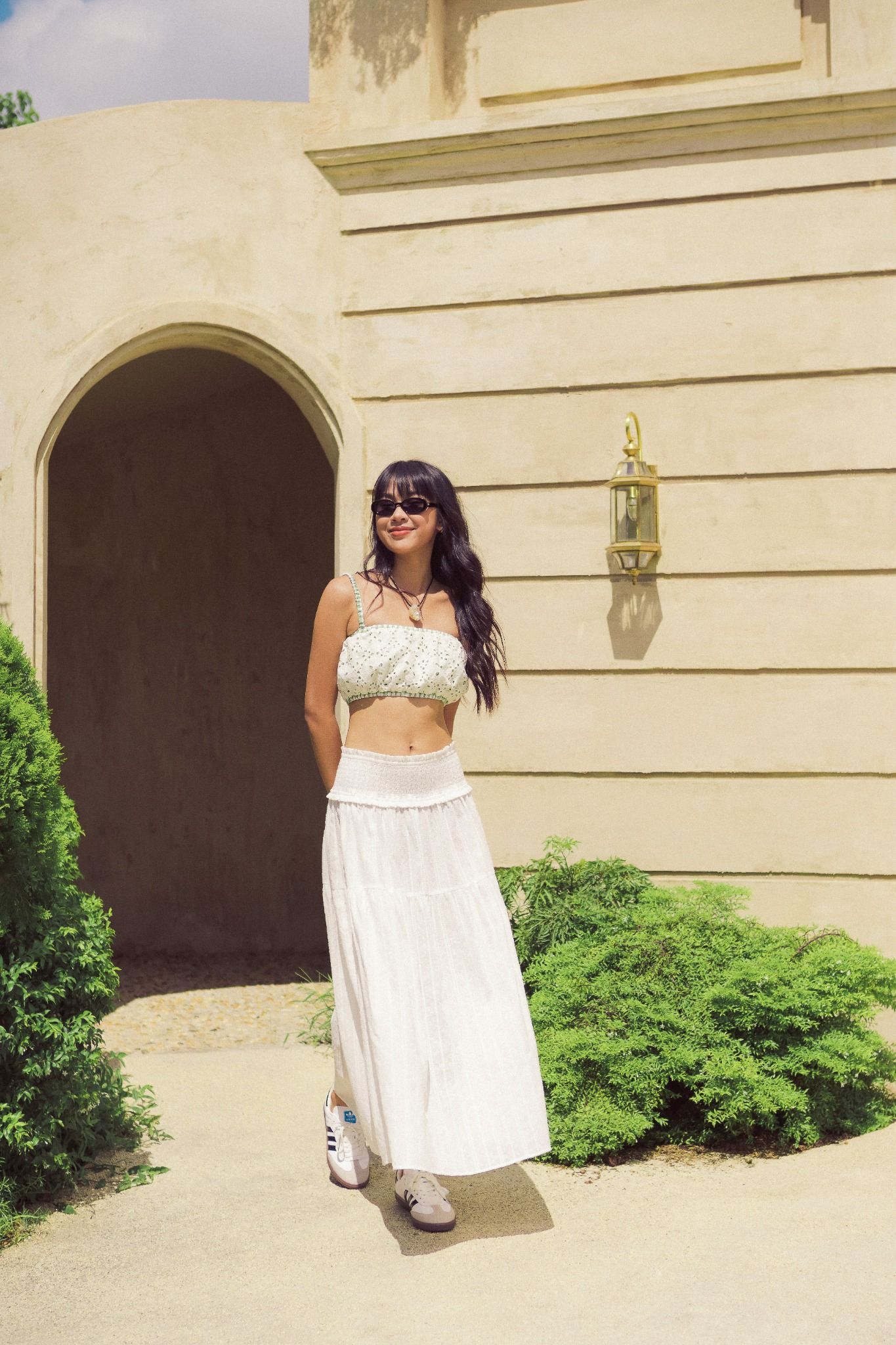  White Sheer Low Rise Tired Maxi Skirt 