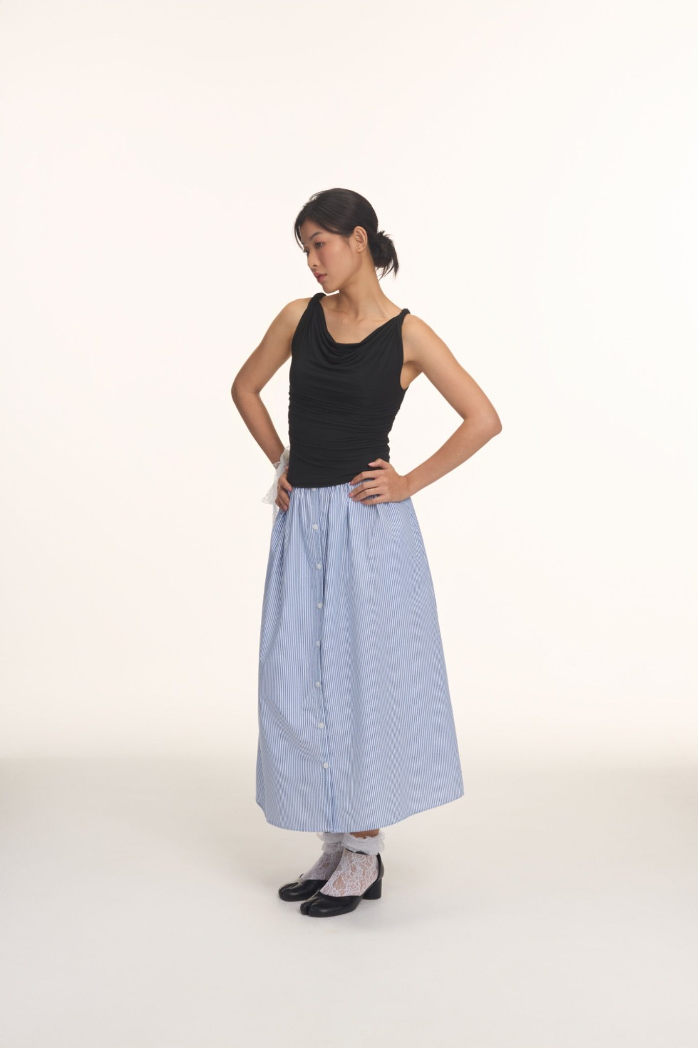 Black Twist Shoulder Top