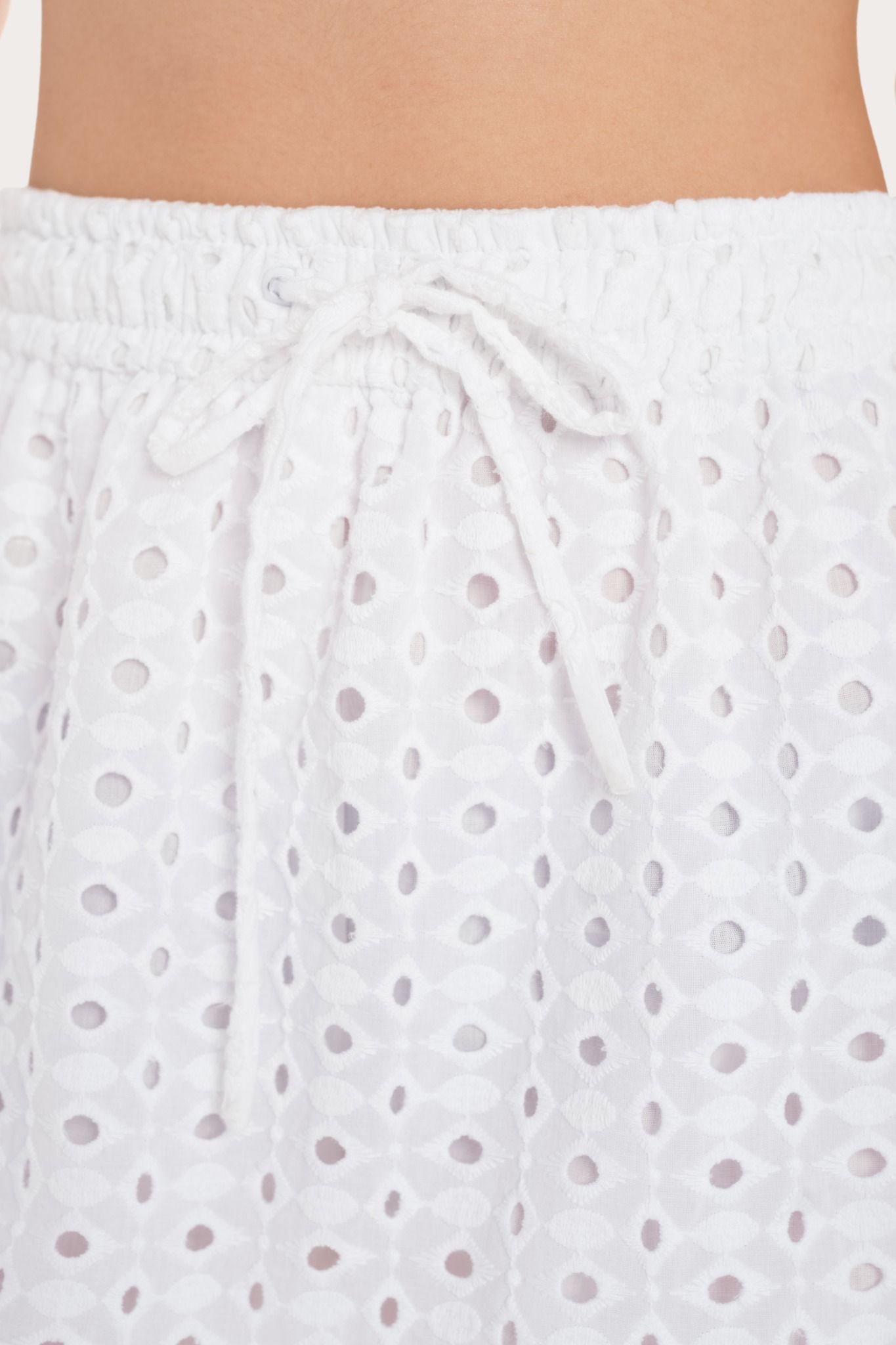 White Embroidered Mini Skirt