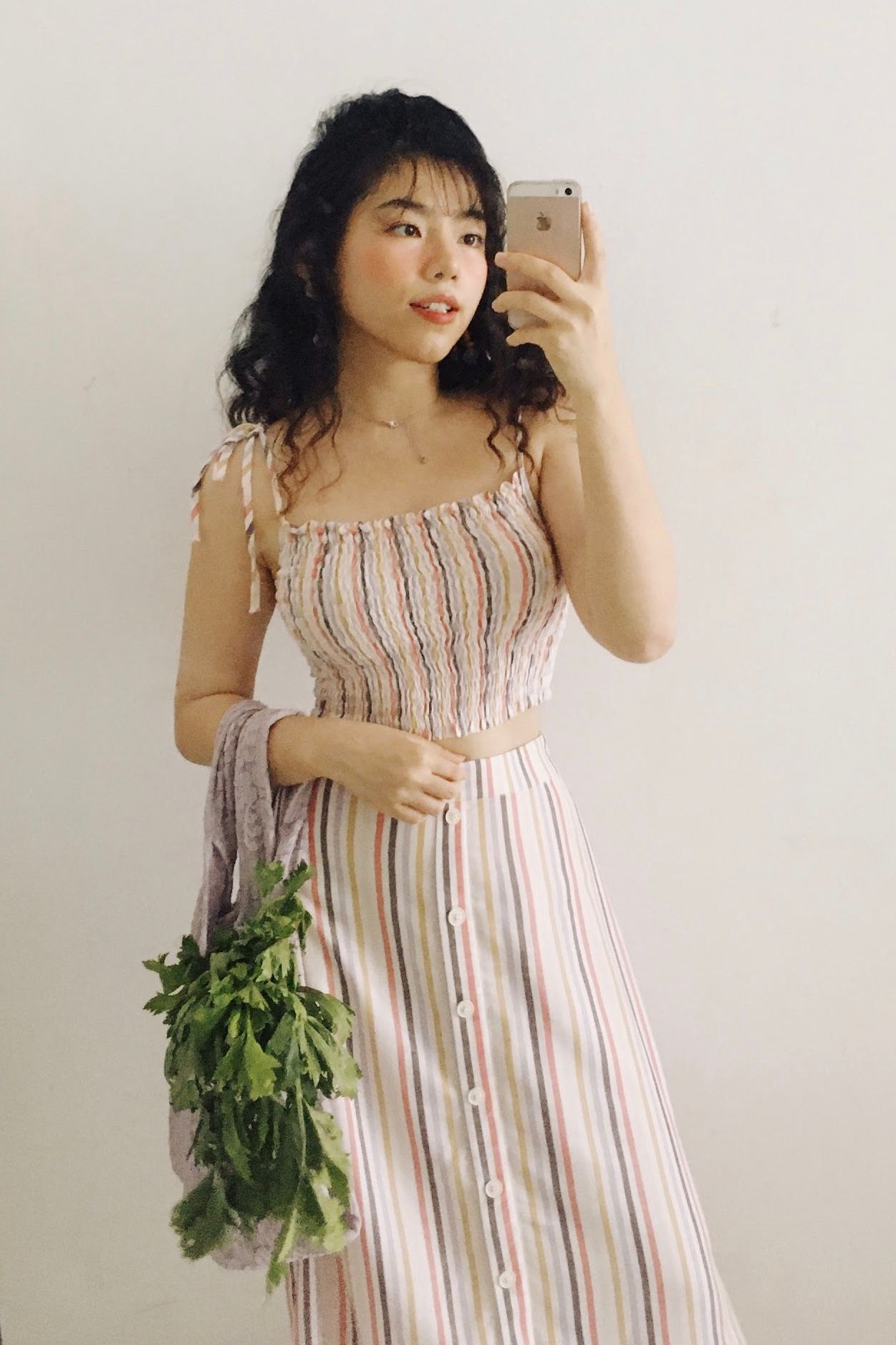 Multicolored Smocked Crop Top
