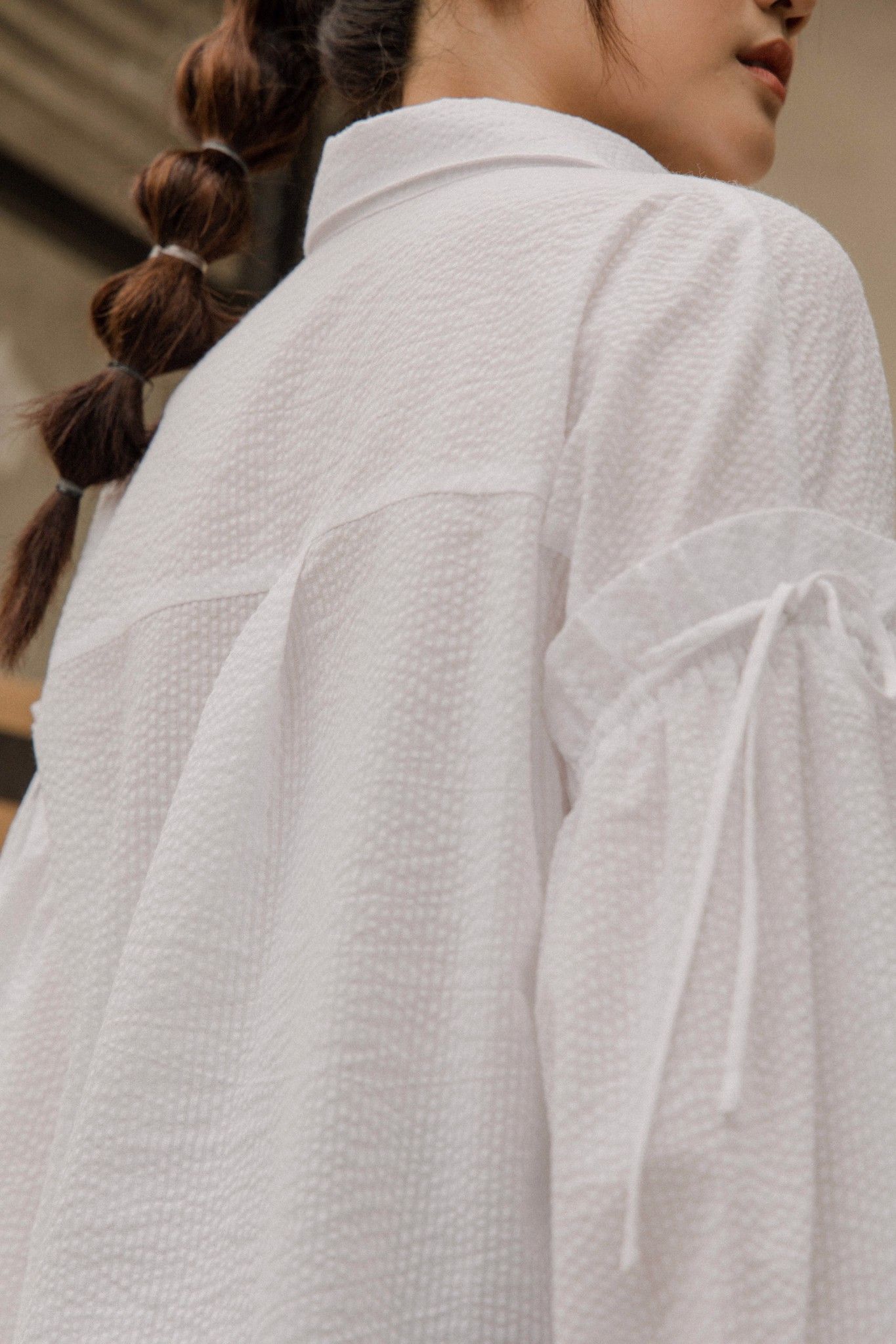 Puffsleeve Seersucker Shirt