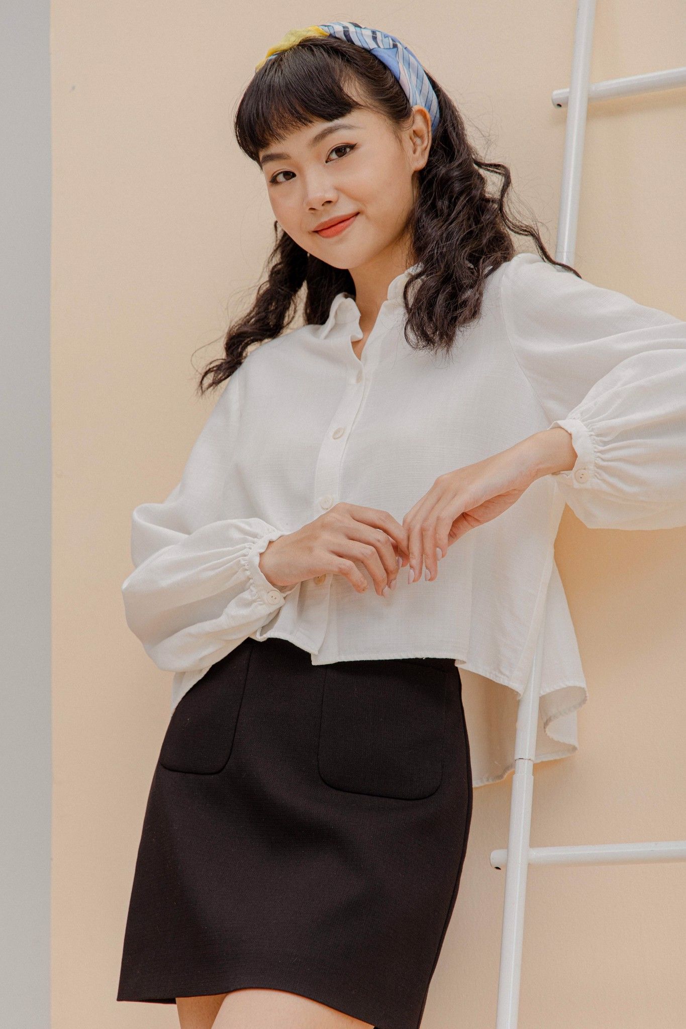 White Pleated Linen Shirt