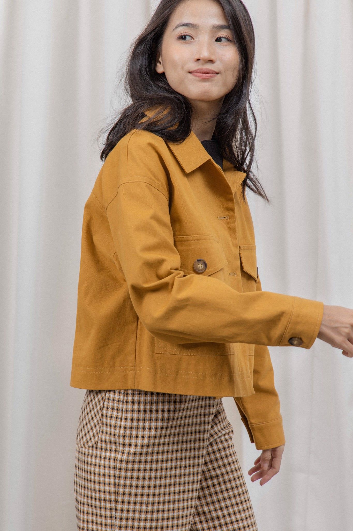 Mustard Khaki Jacket With Pockets