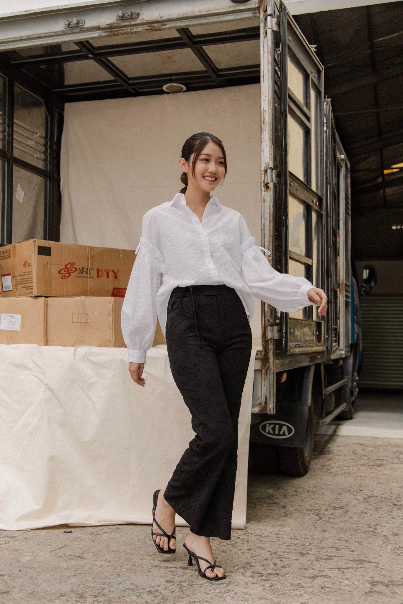 Flared Jacquard Trousers