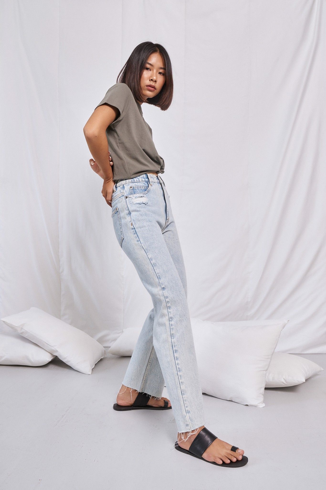 Light Blue Straight Leg Jeans