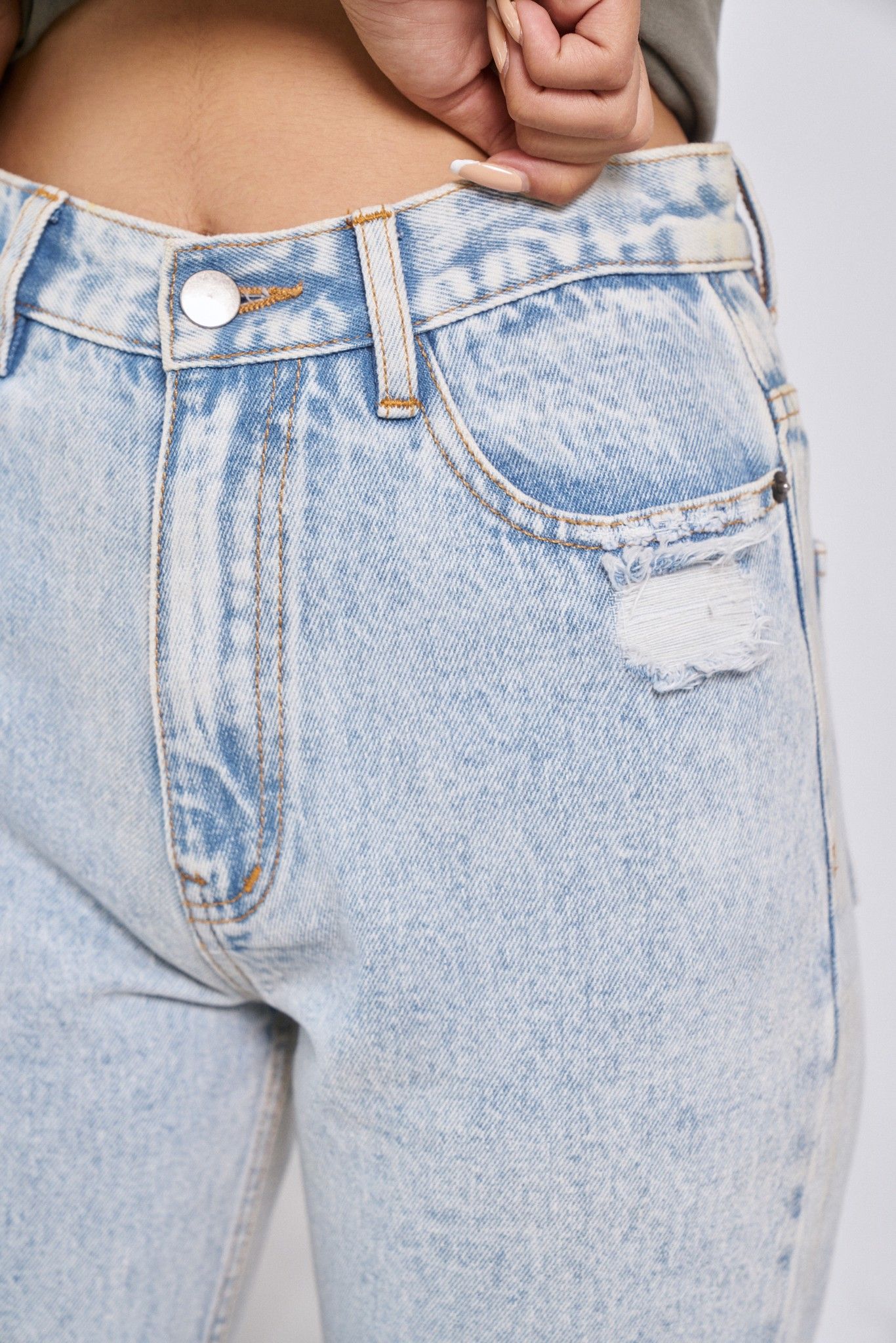 Light Blue Straight Leg Jeans