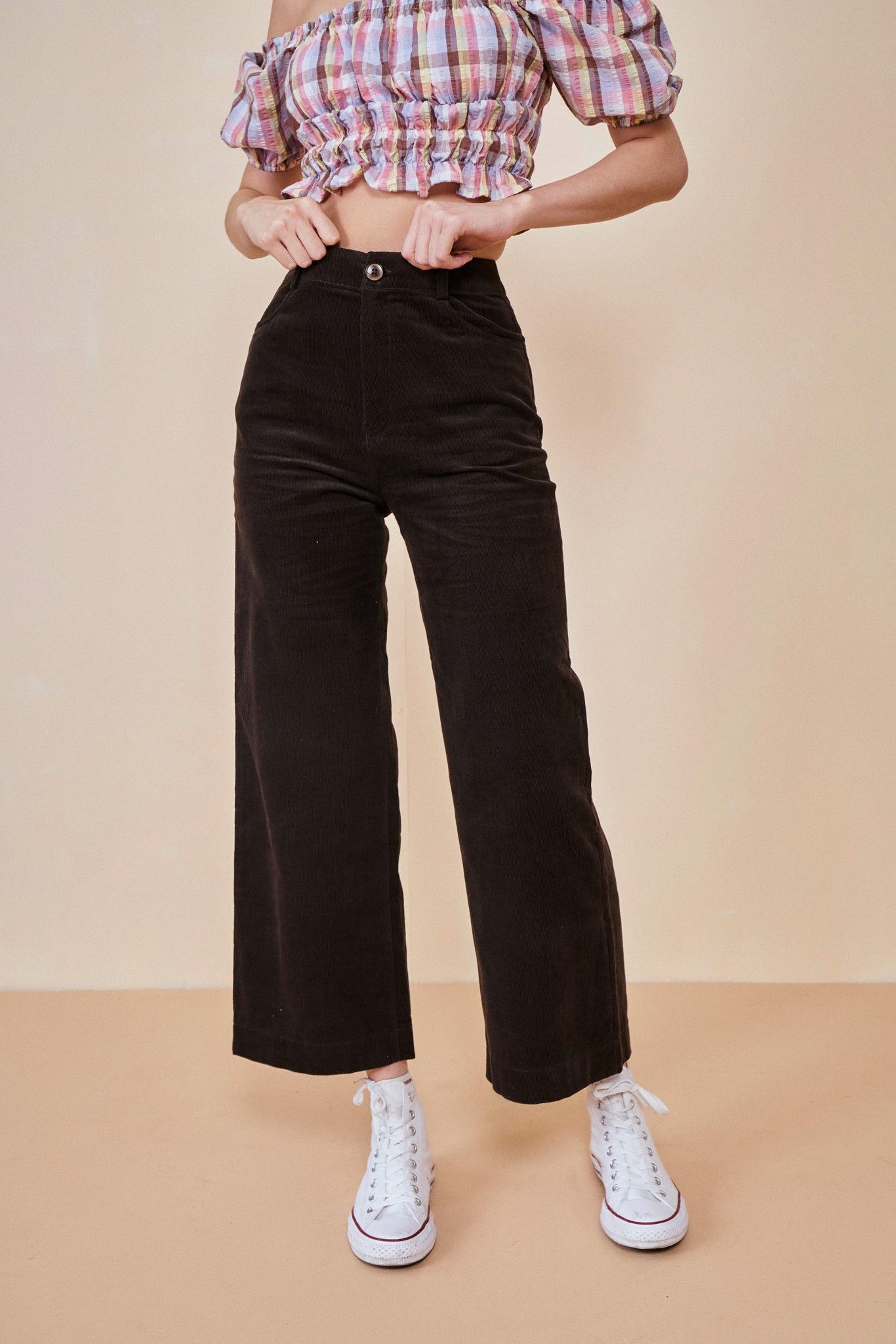 Dark Brown Wide Leg Trousers