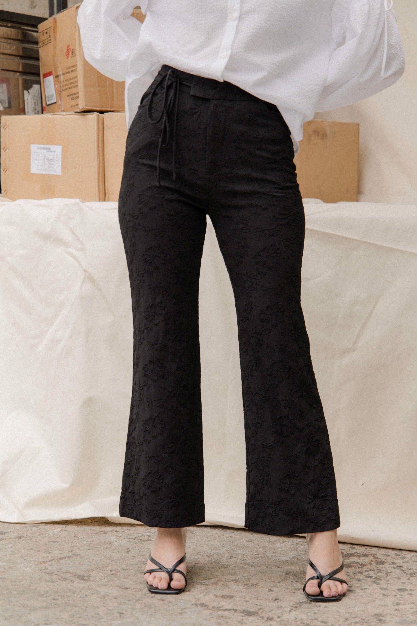 Flared Jacquard Trousers