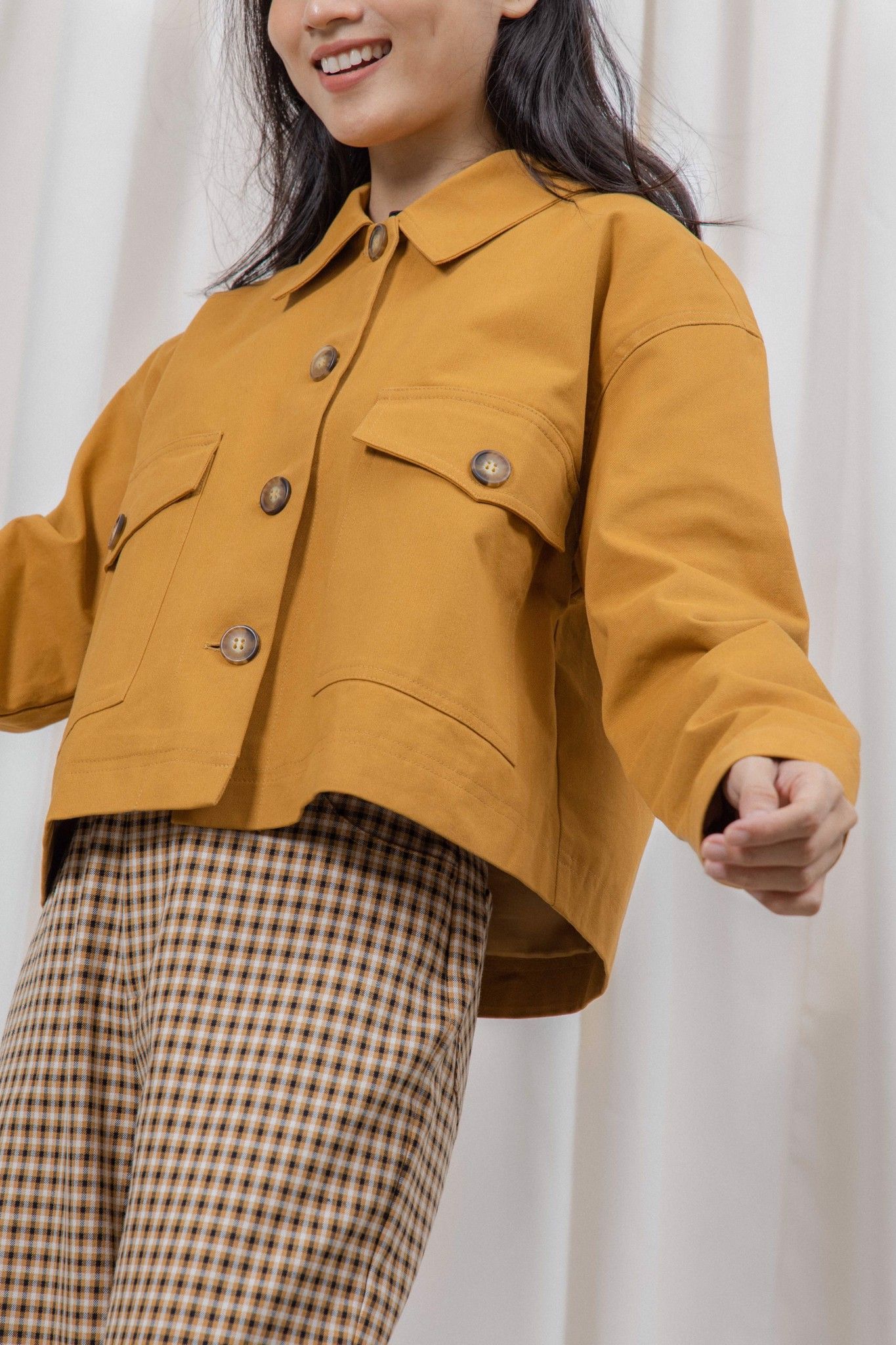Mustard Khaki Jacket With Pockets