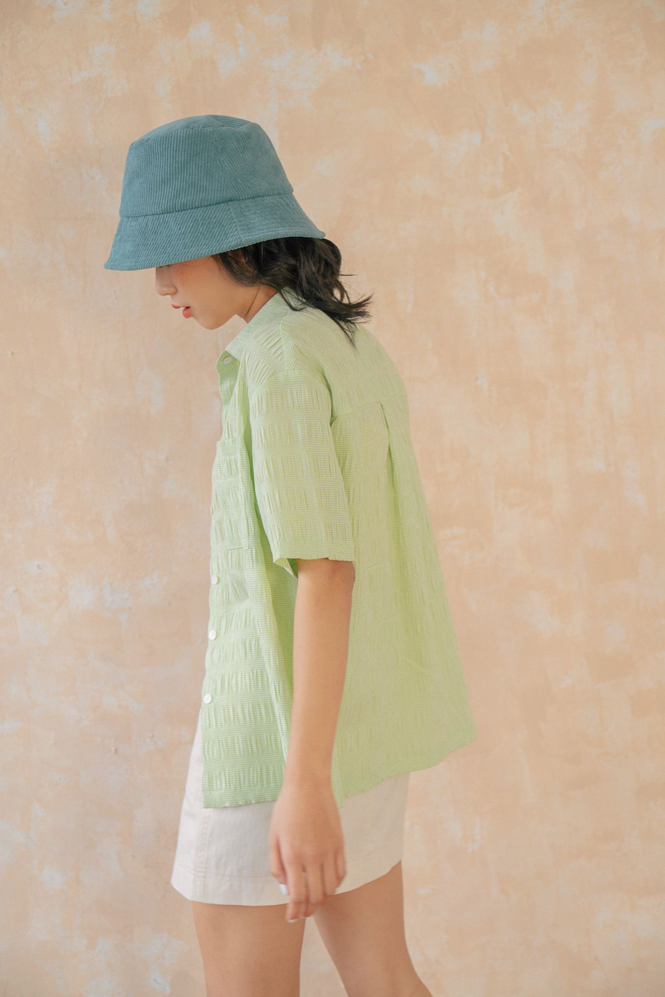 Seersucker Short Sleeve Shirt- Light Green