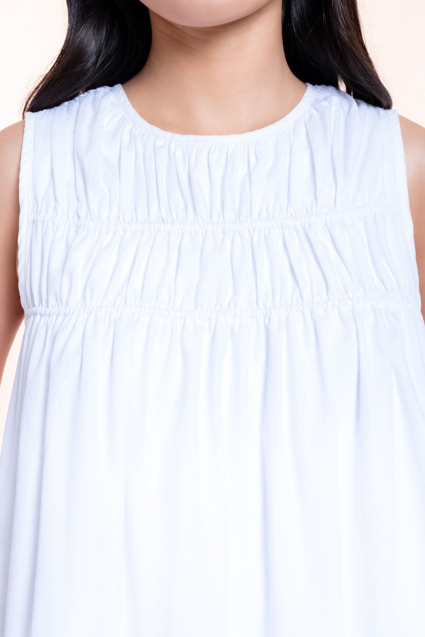  White Sleeveless Ruffle Mini Dress 