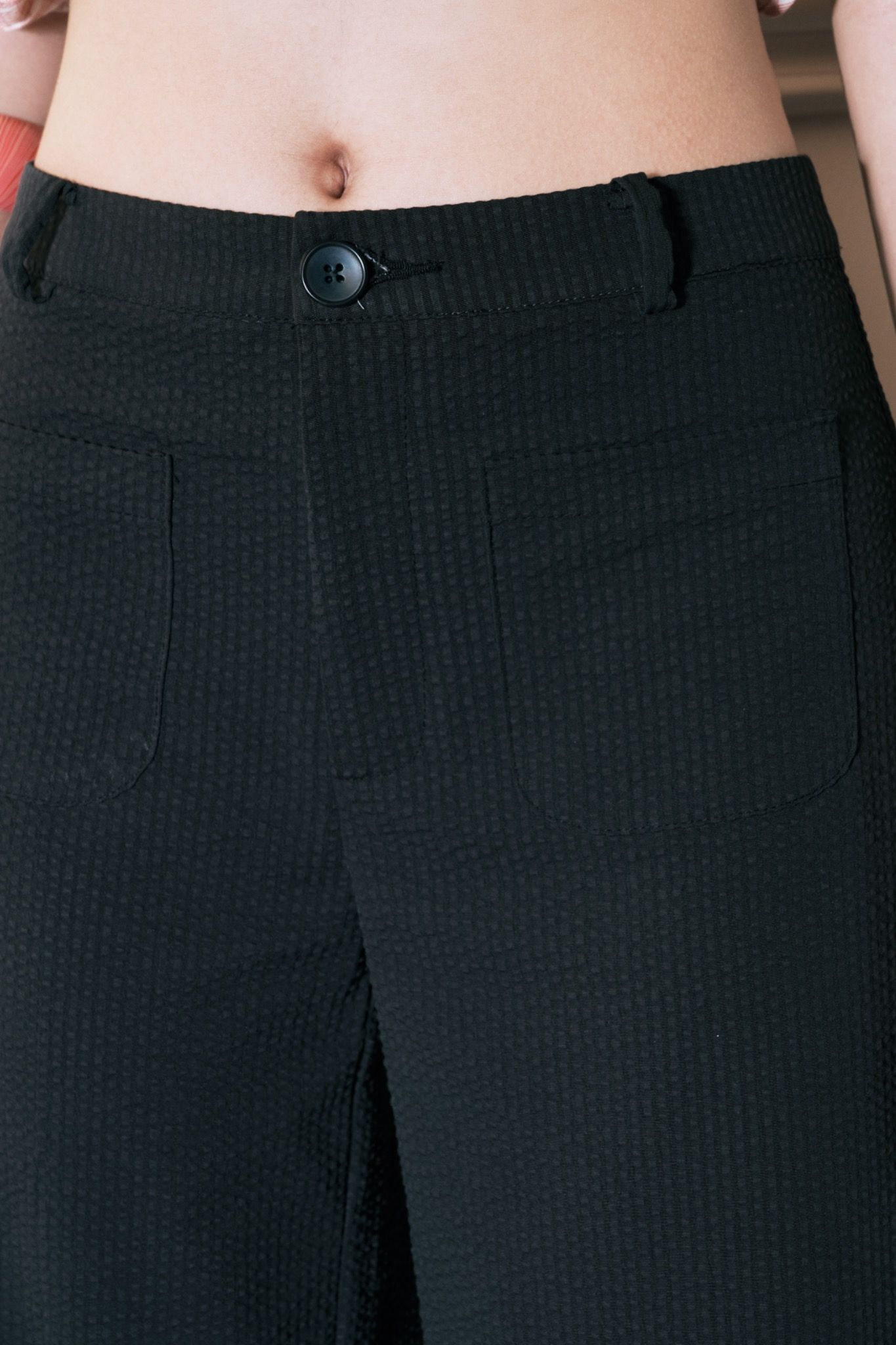 Black Ruffle Hem Trousers