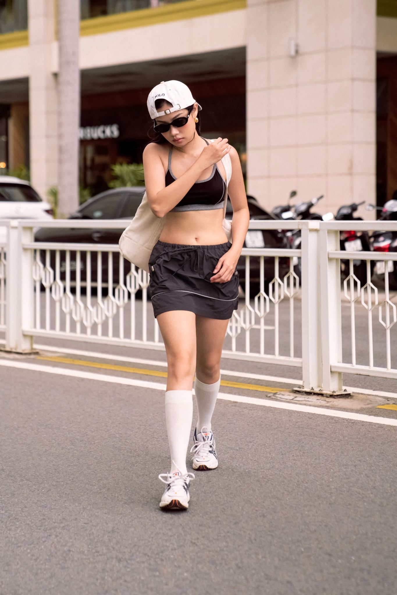 Black Low Waist Parachute Mini Skirt