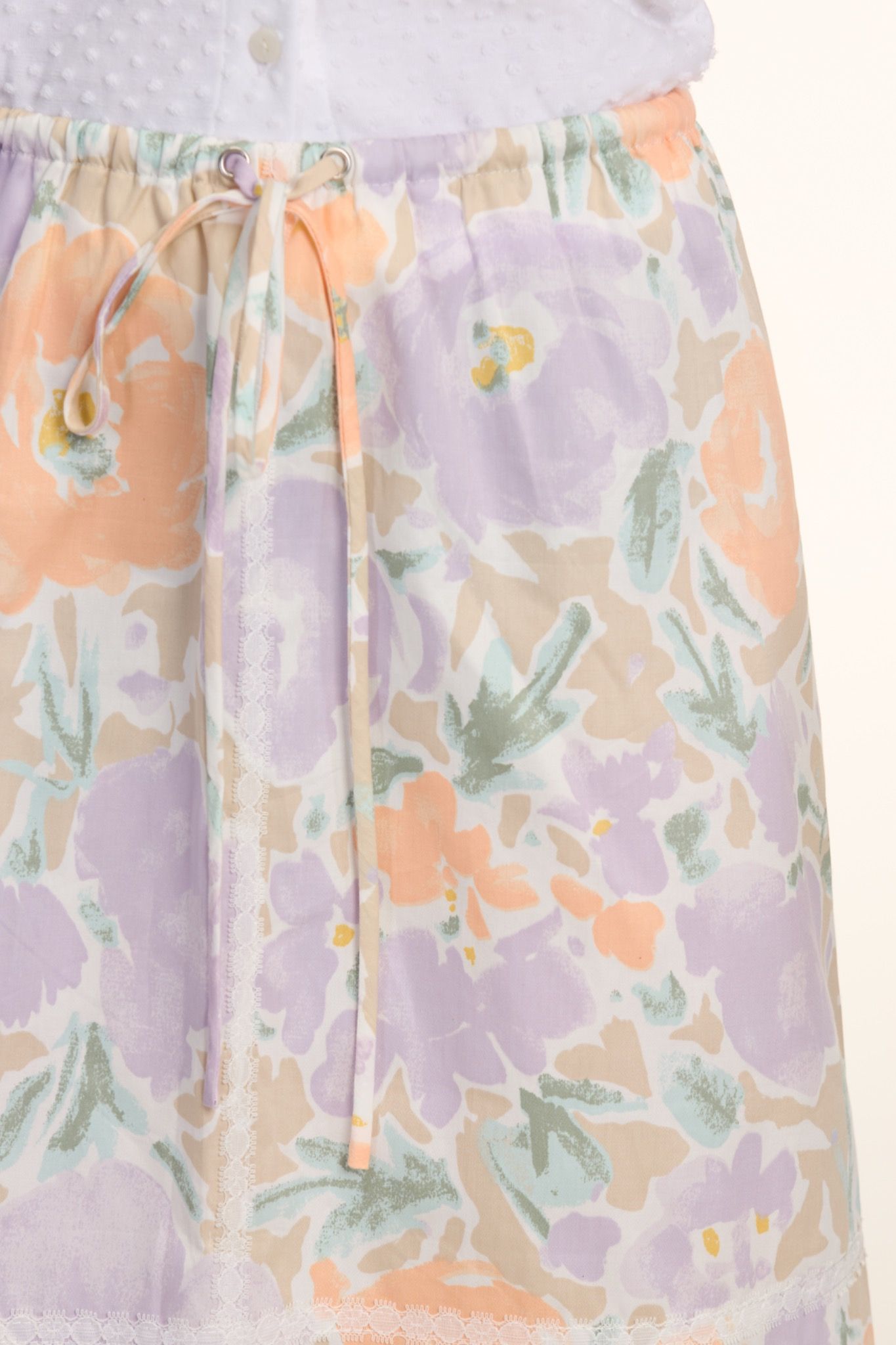 Floral Elastic Mid-Length Skirt