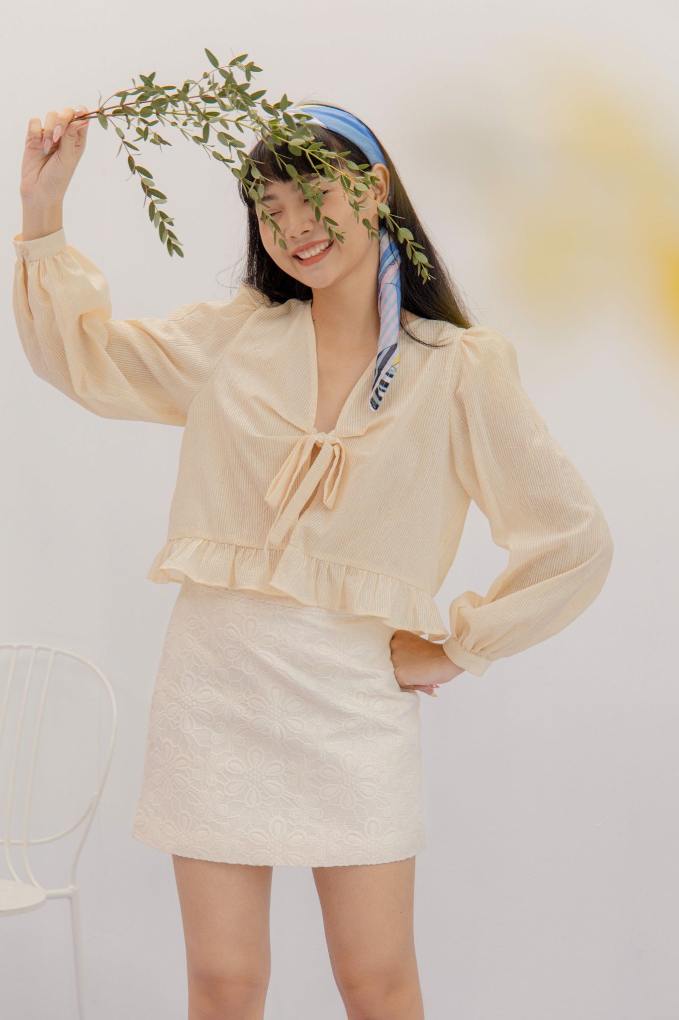 Ruffle Tie Front Blouse