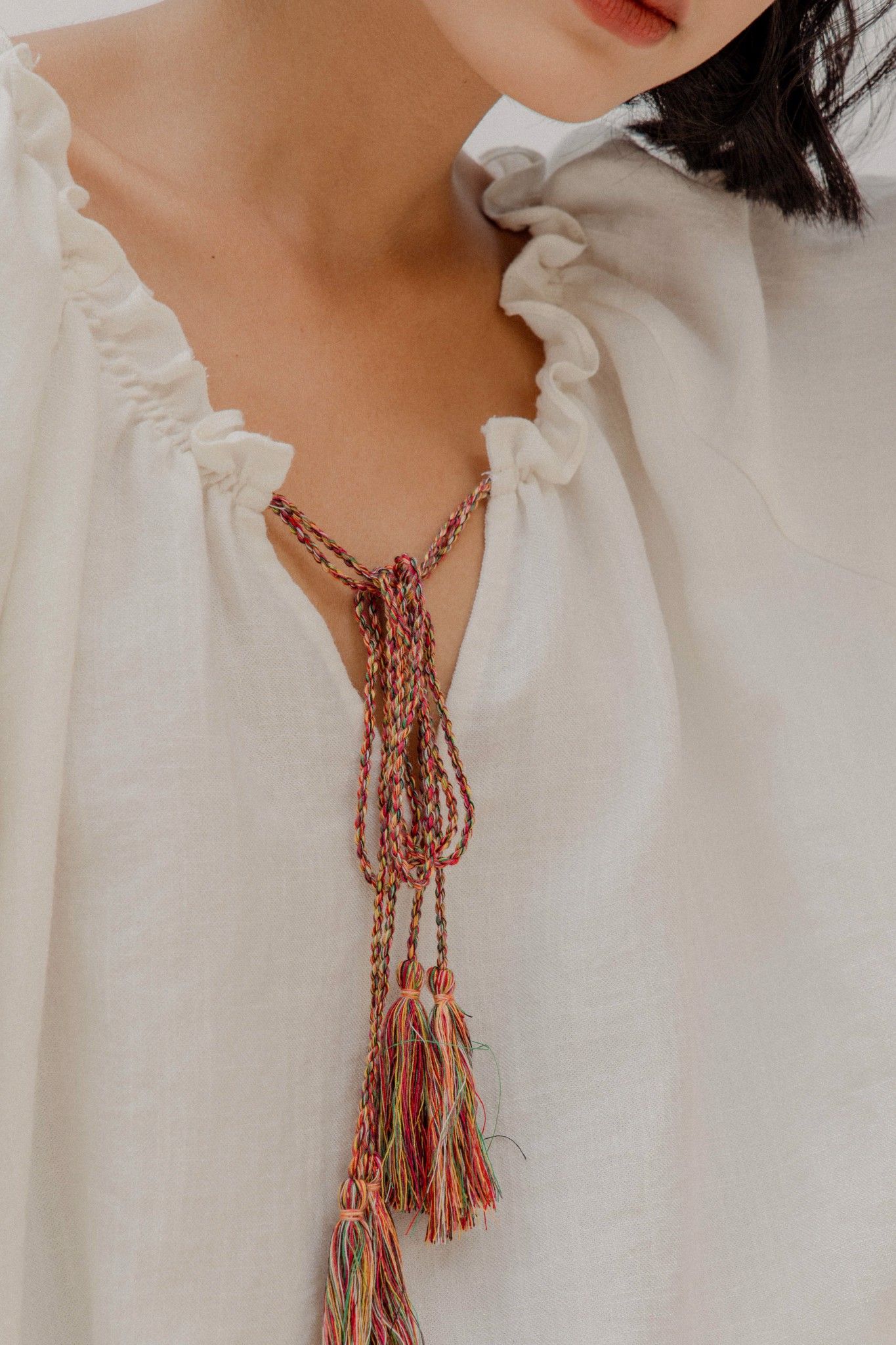 White Blouse With Tassels