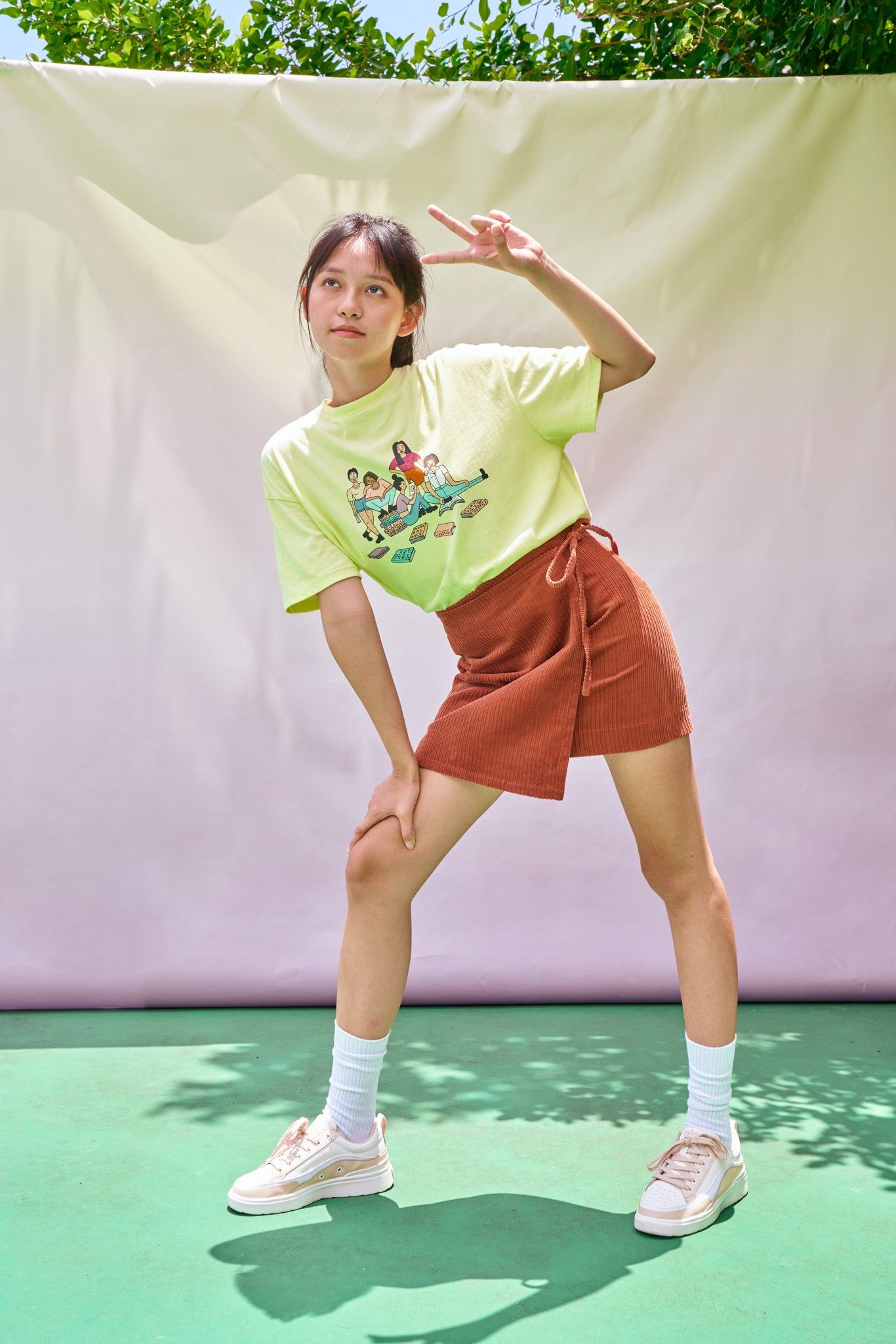 Orange Corduroy Mini Skirt