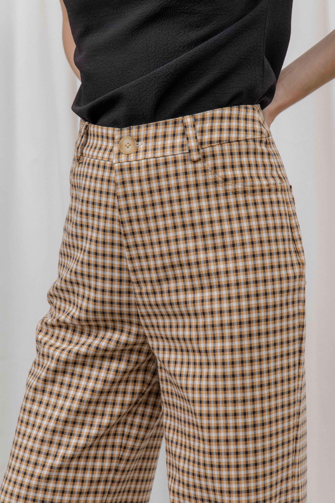Checked Straight Leg Trousers