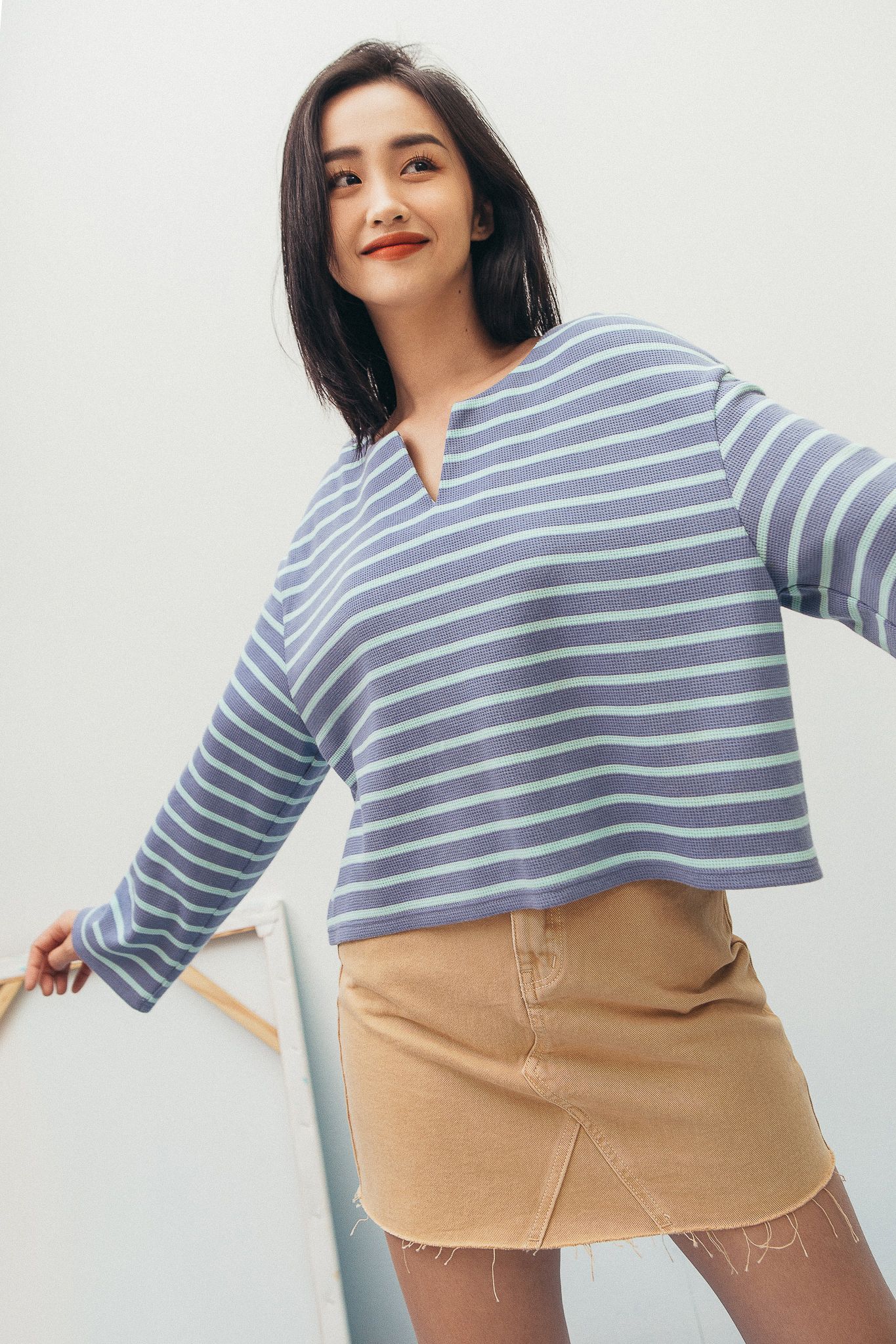 Striped Long Sleeve Top - Blue