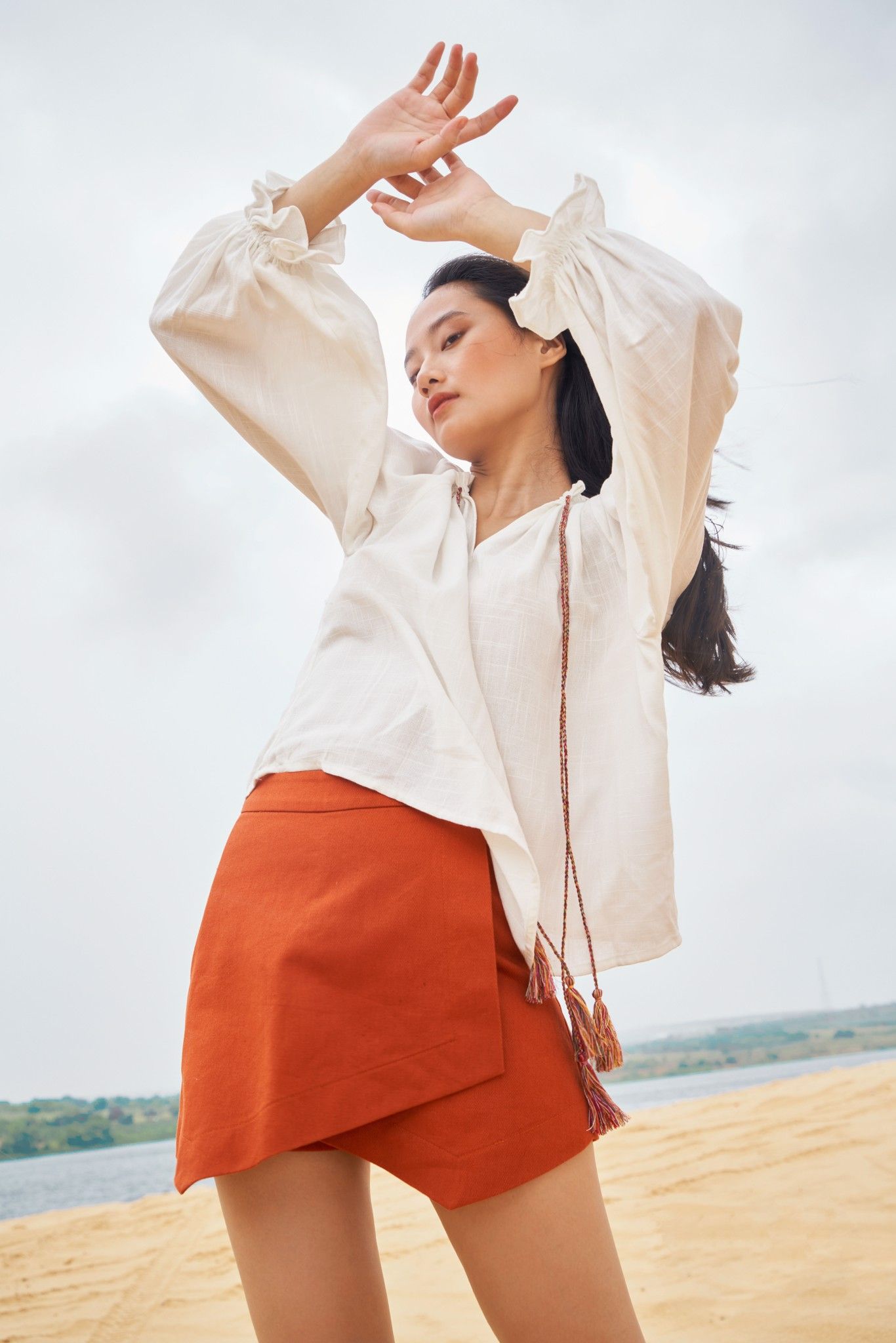 Orange Khaki Skorts