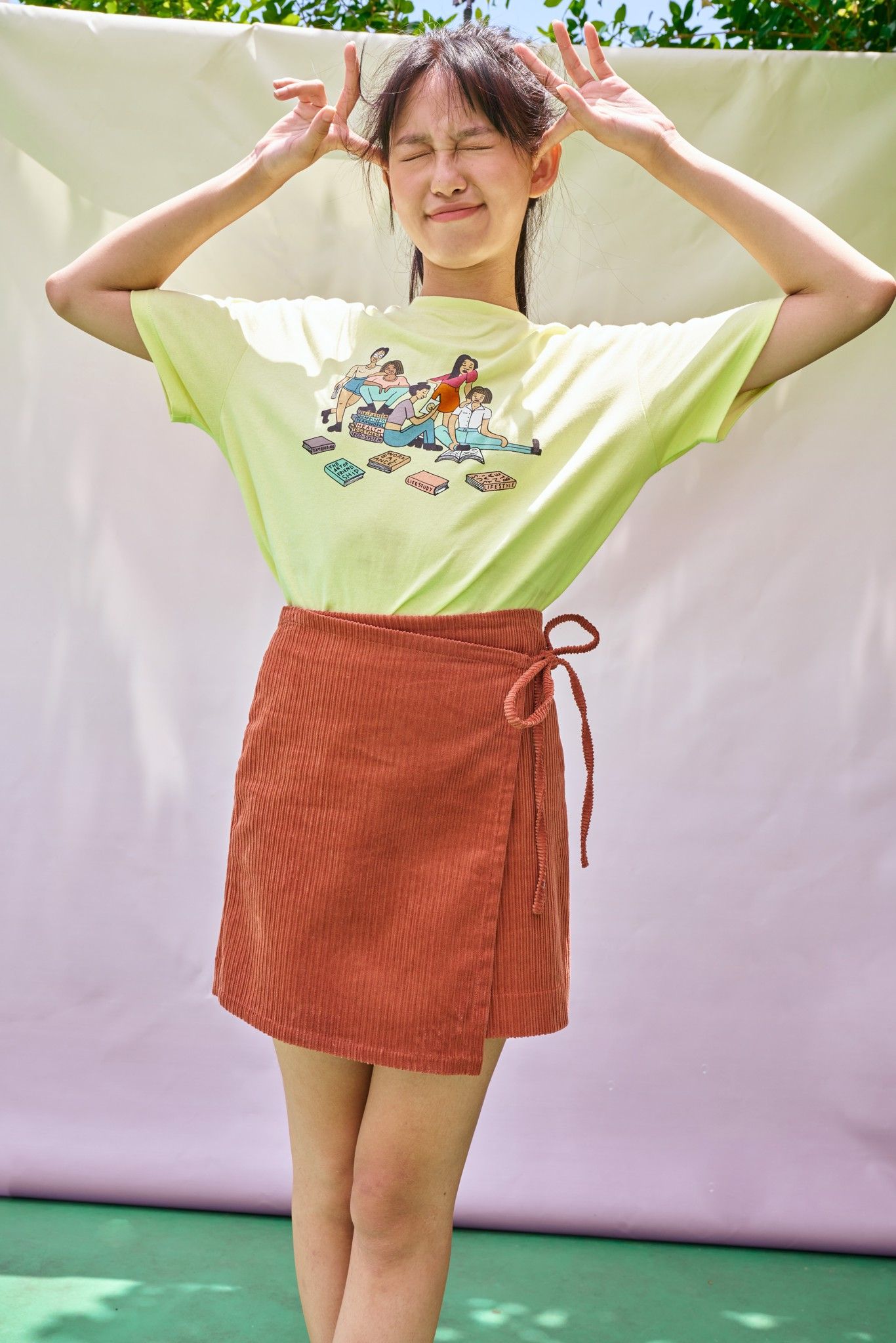 Orange Corduroy Mini Skirt