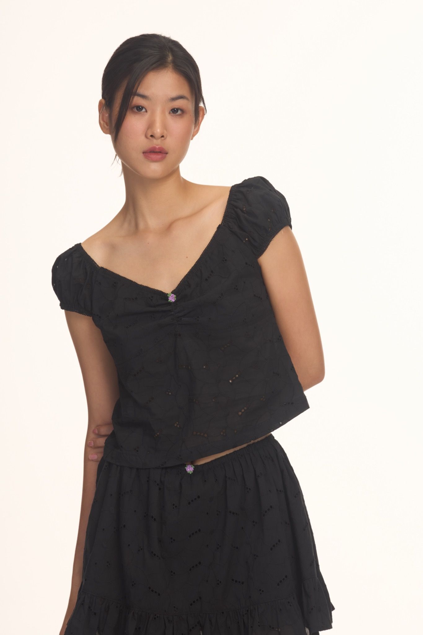 Black Embroidered Top