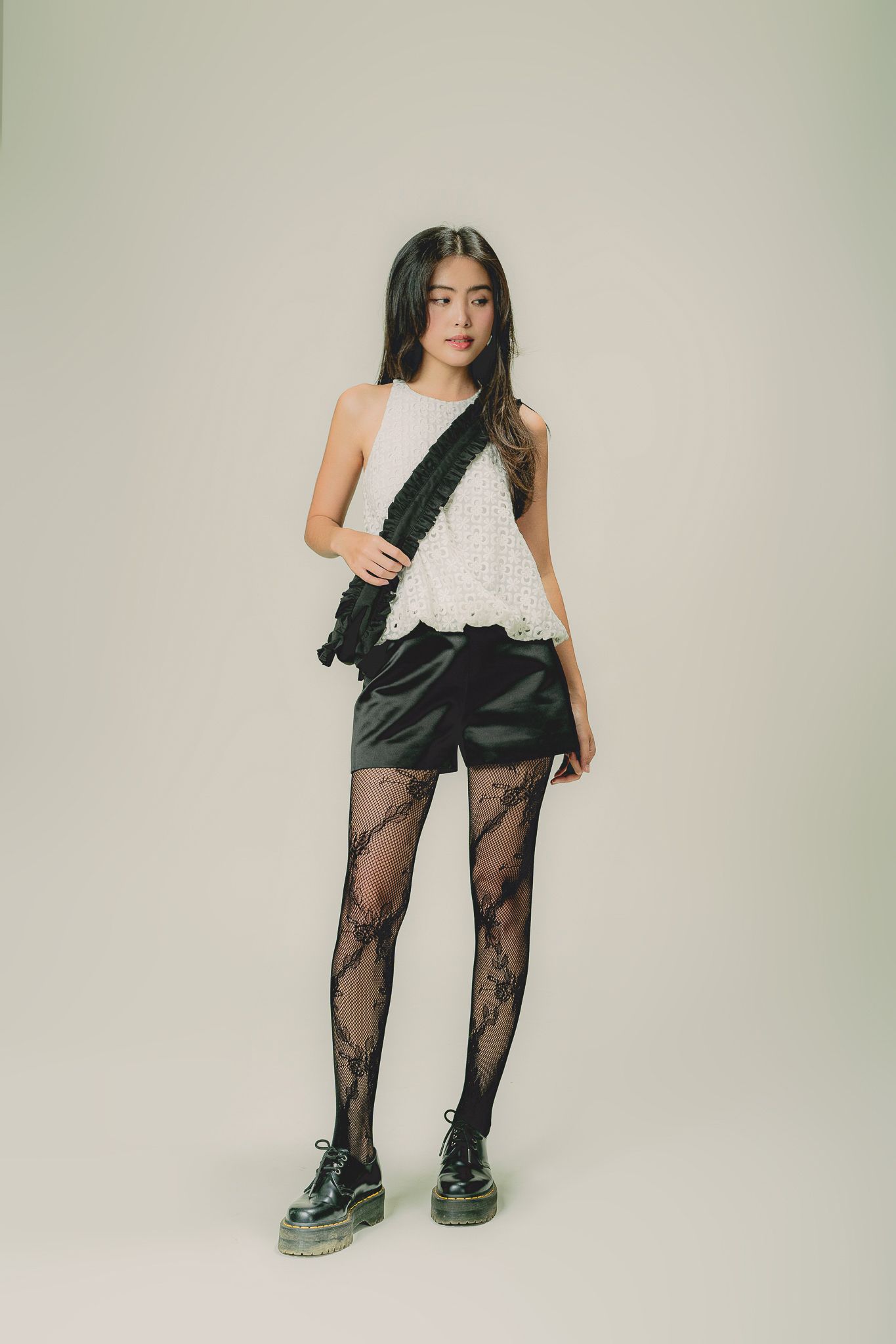  Black High Waist Taffeta Shorts 