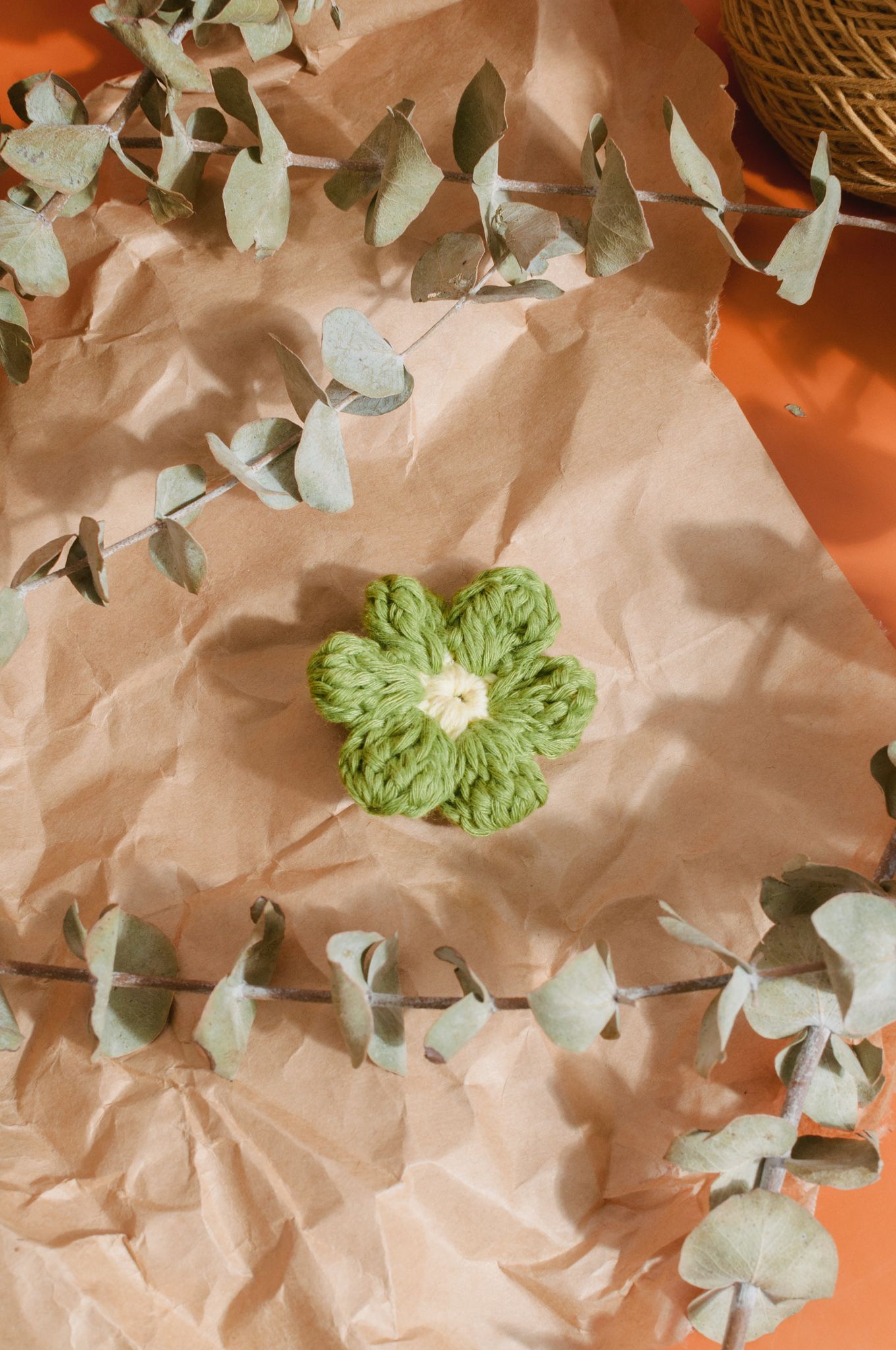 Crochet Flower Pin - Light Green
