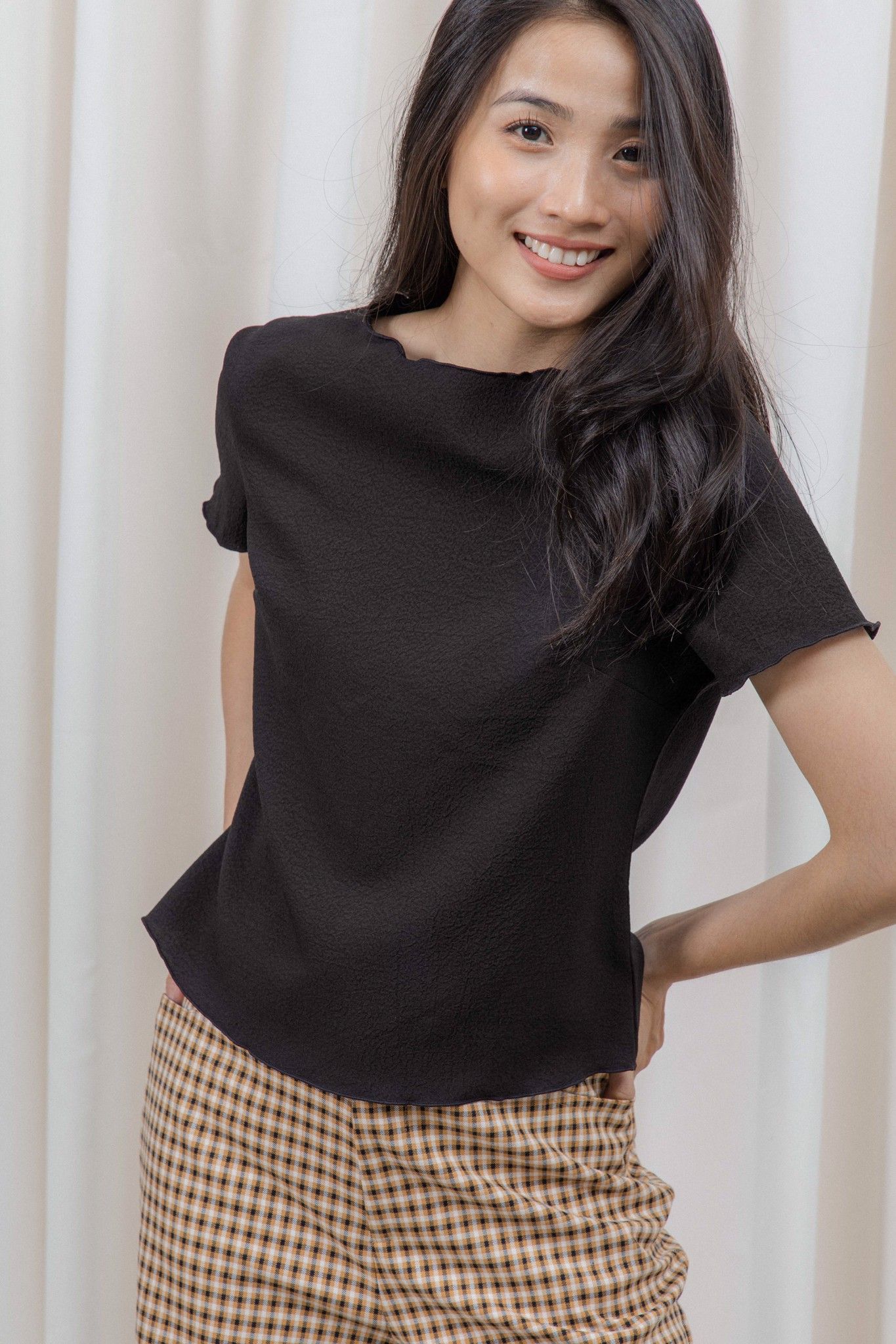 Seersucker Top - Black