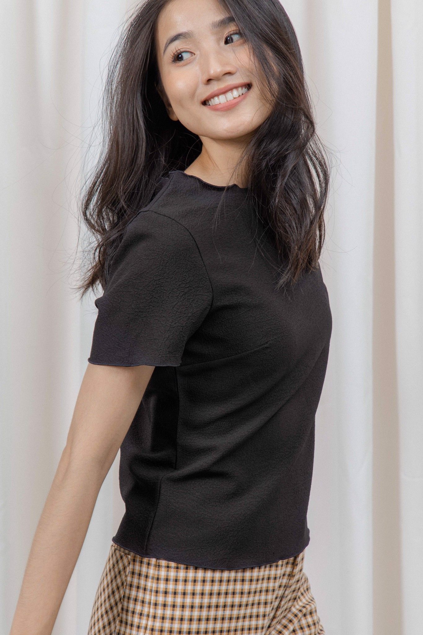 Seersucker Top - Black