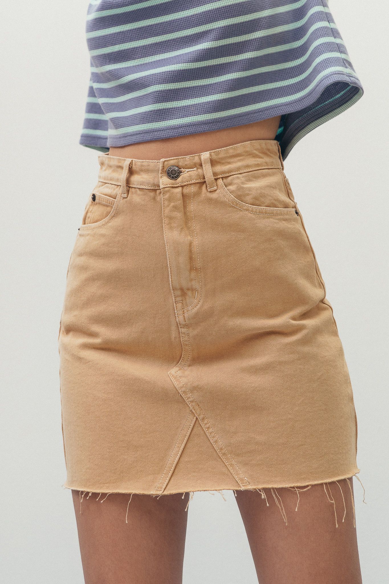 Brown Denim Mini Skirt