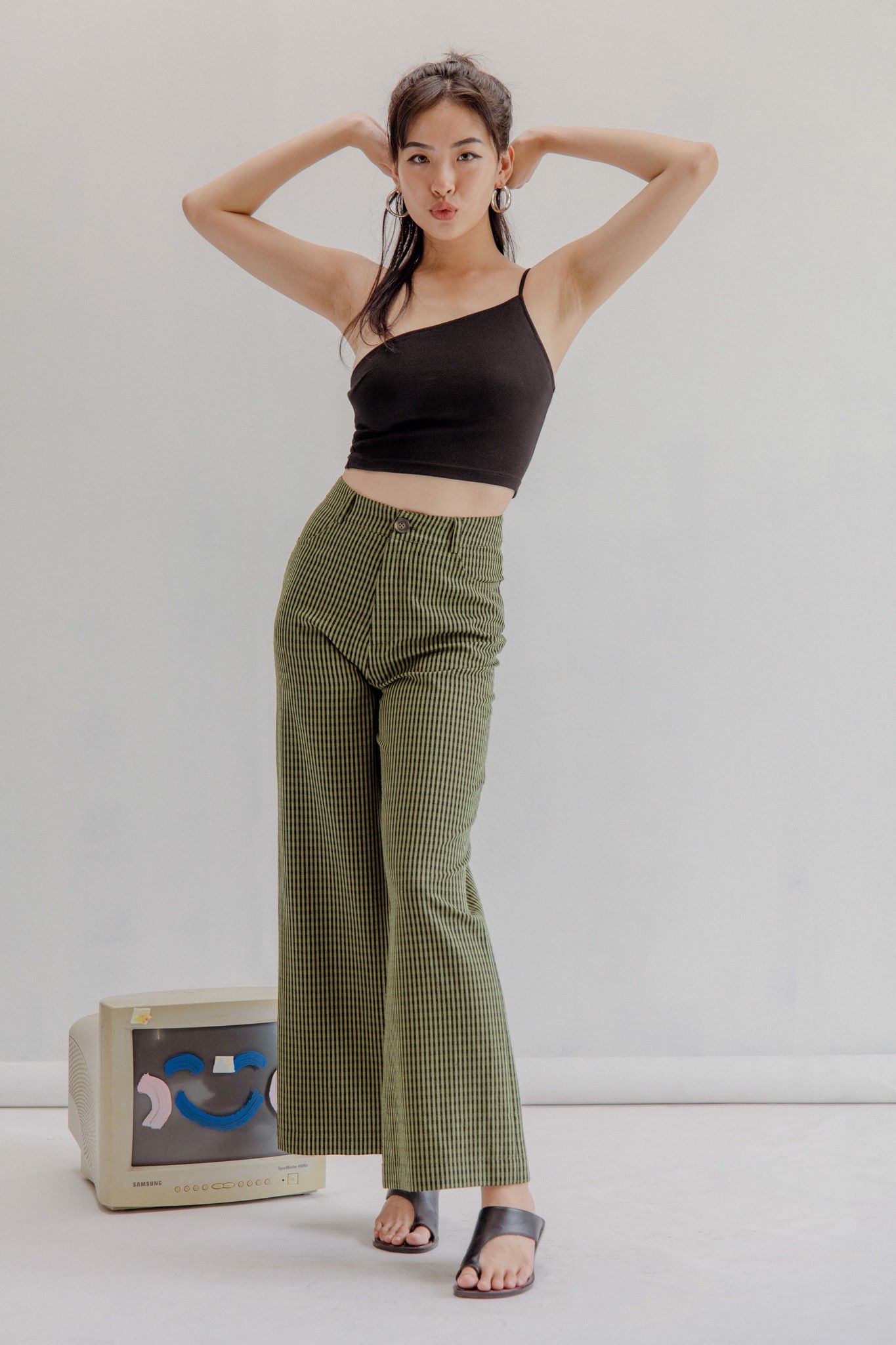 Green Flared Trousers