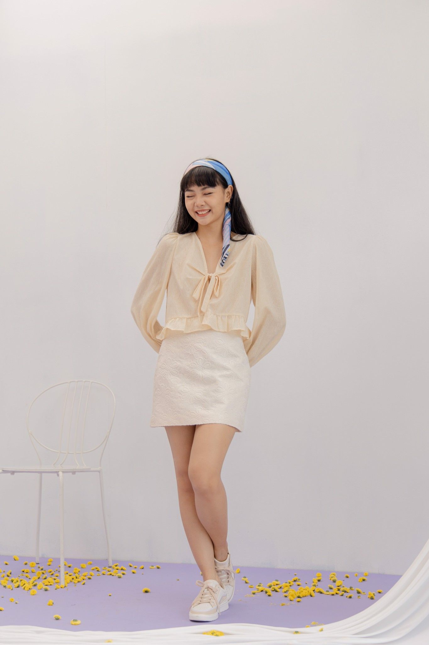 White Brocade Mini Skirt