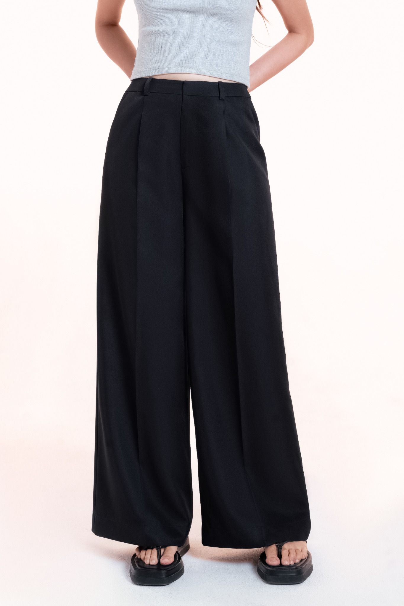  Black Tailored Wide Leg Trousers 