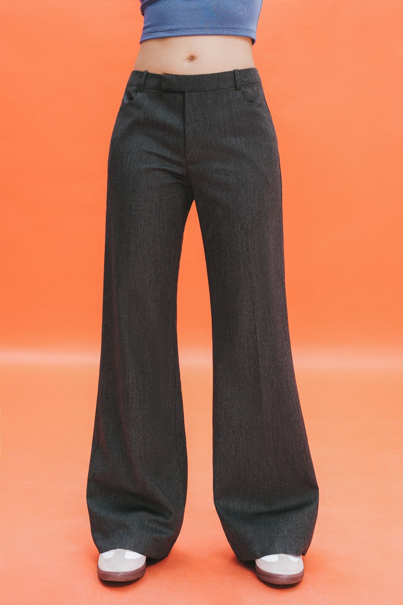 Dark Grey Low Waist Trousers