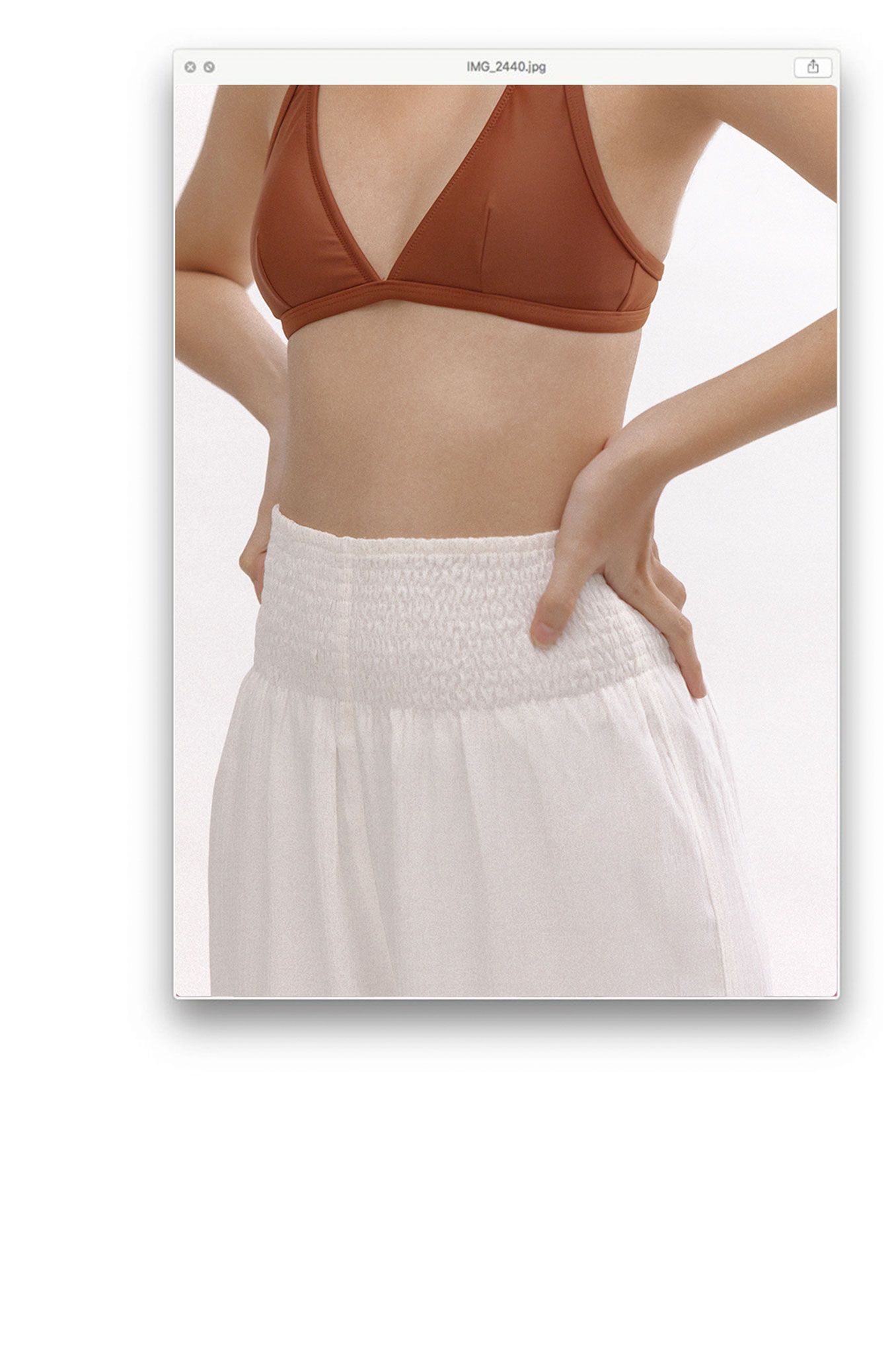 White Smoked Waist Trousers