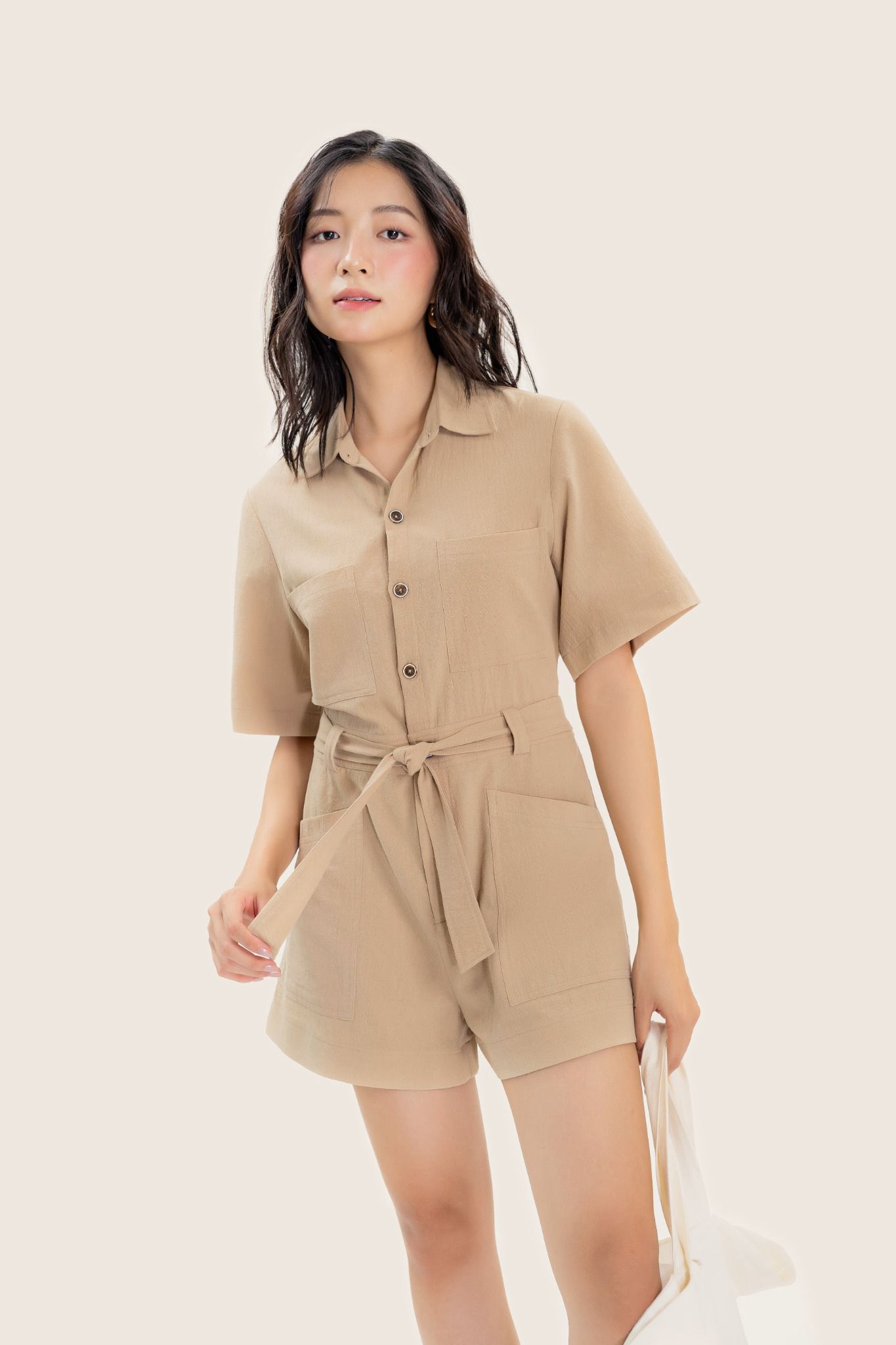 Beige Utility Playsuit