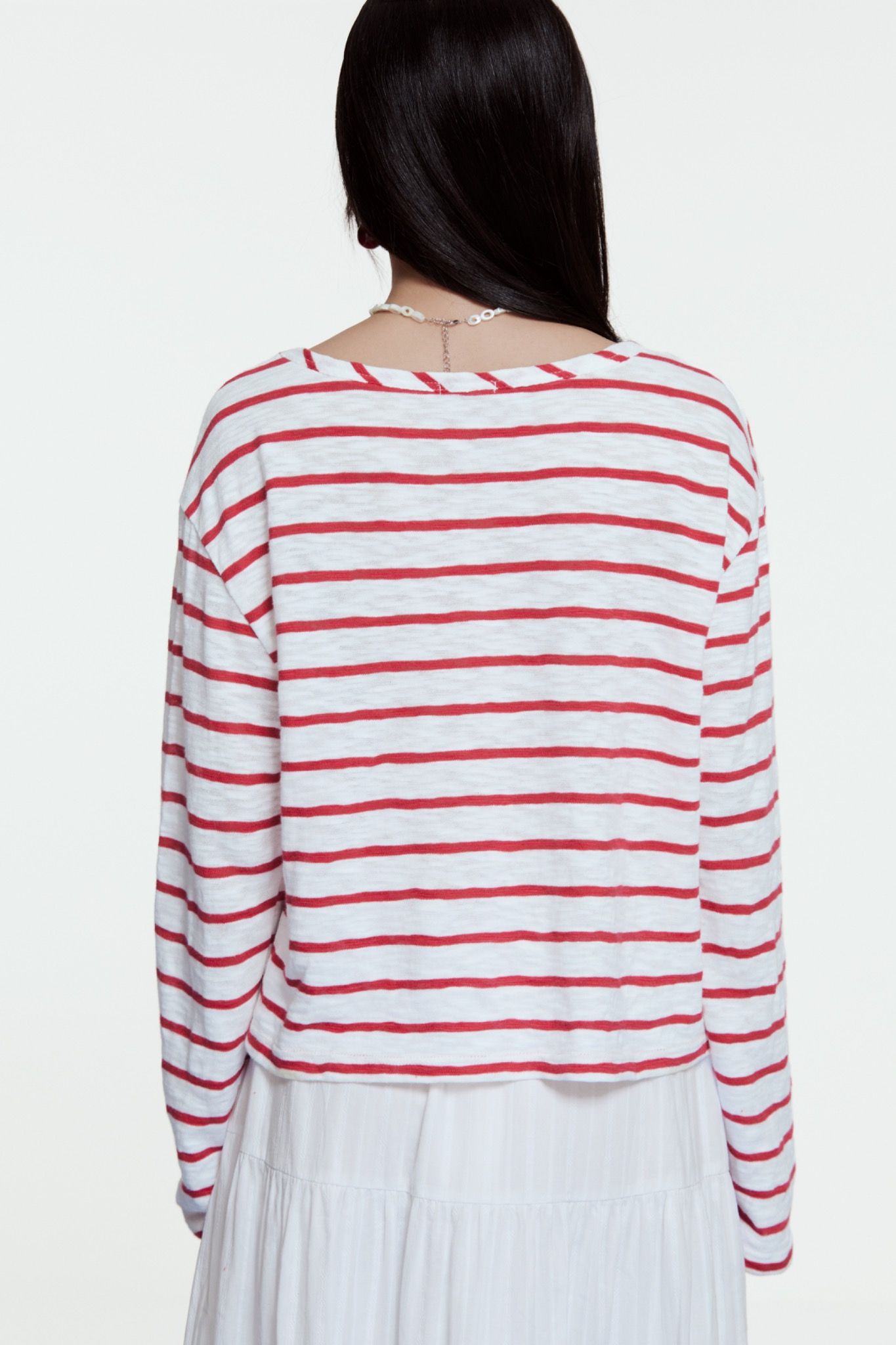 Striped Long Sleeve T-shirt - Red