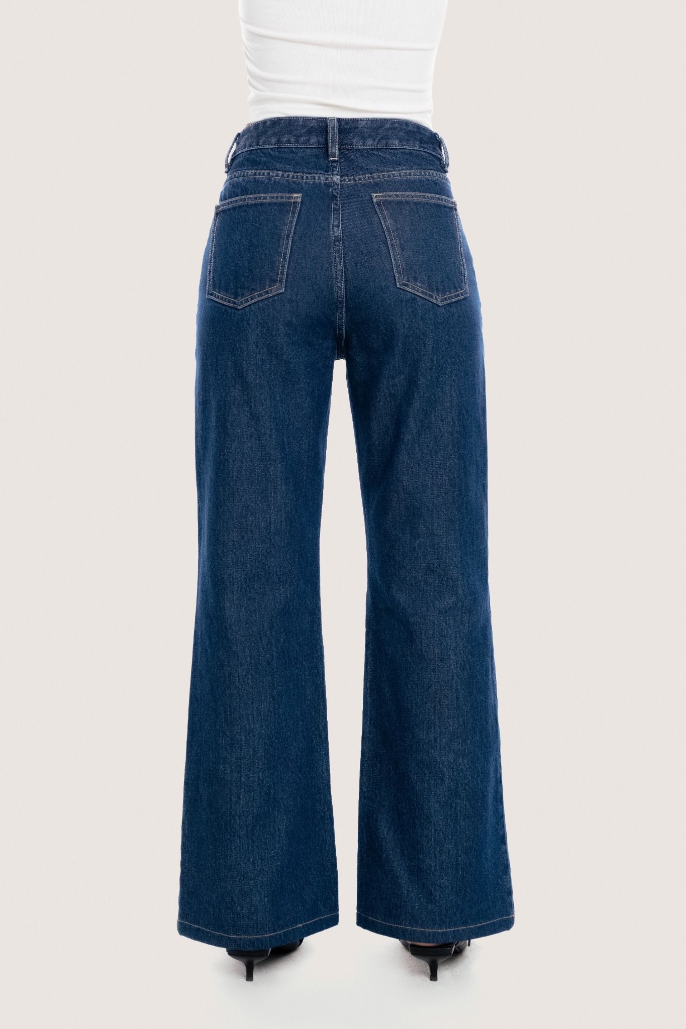  Indigo Mid Rise Flared Jeans 