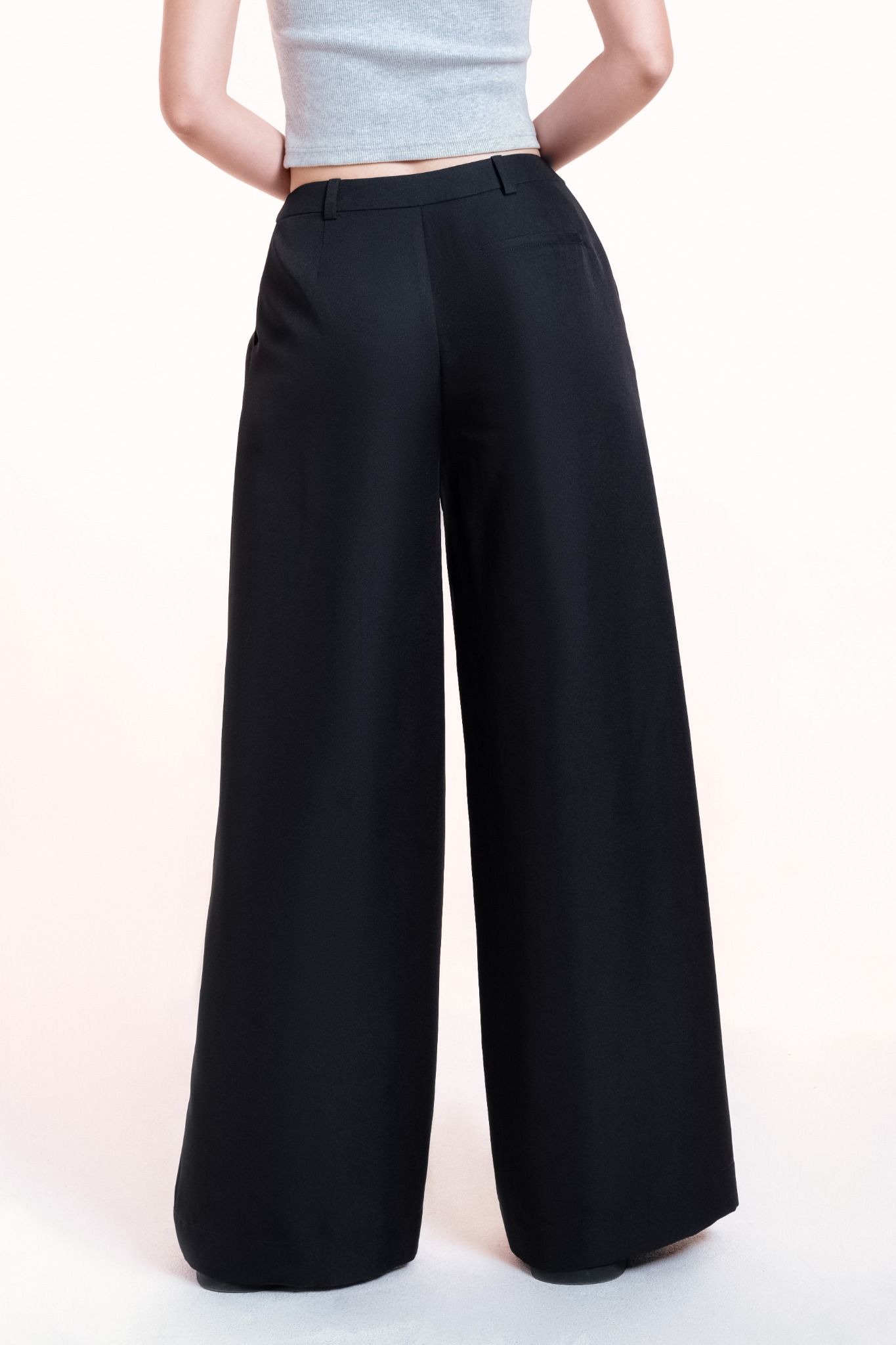  Black Tailored Wide Leg Trousers 