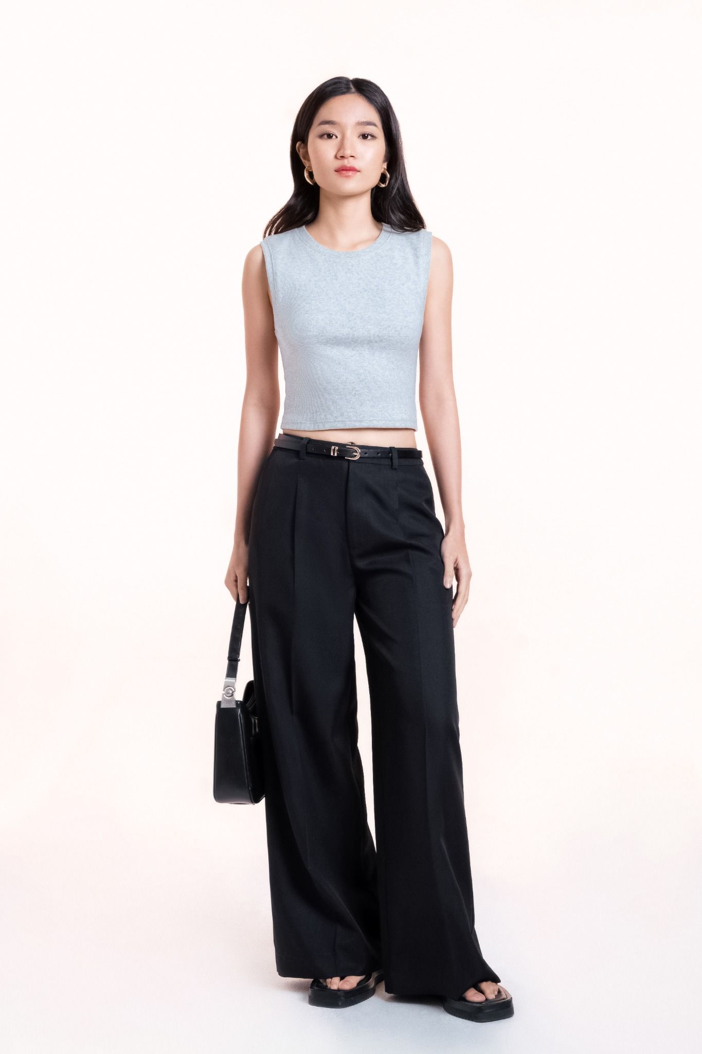  Black Tailored Wide Leg Trousers 