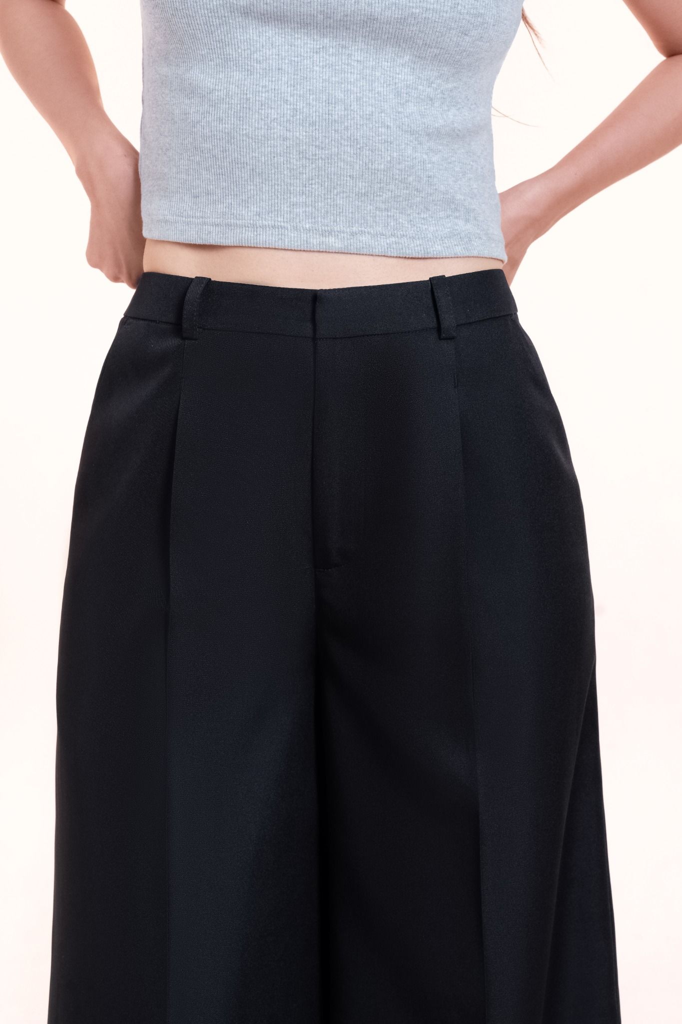  Black Tailored Wide Leg Trousers 