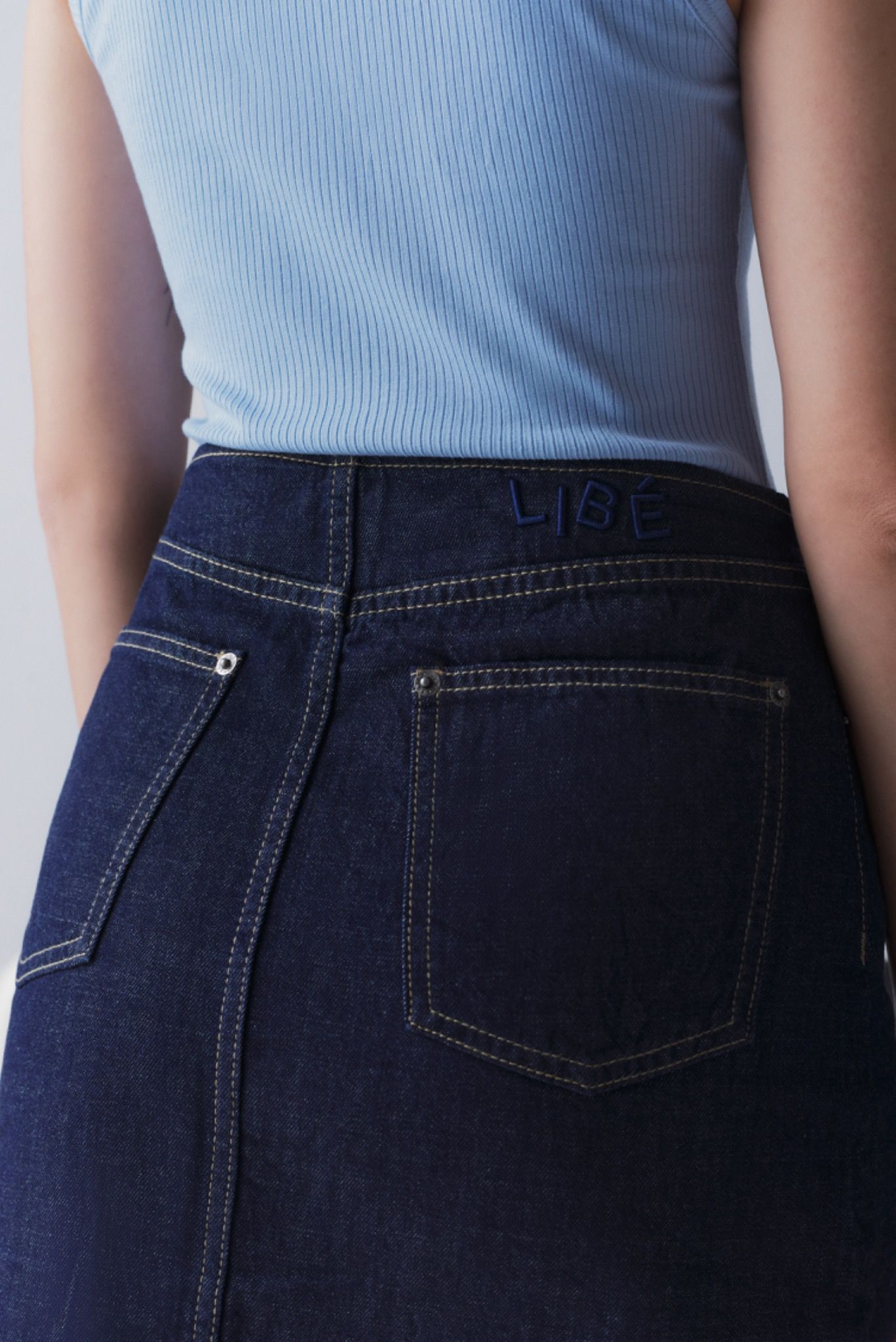 Indigo Denim Maxi Skirt