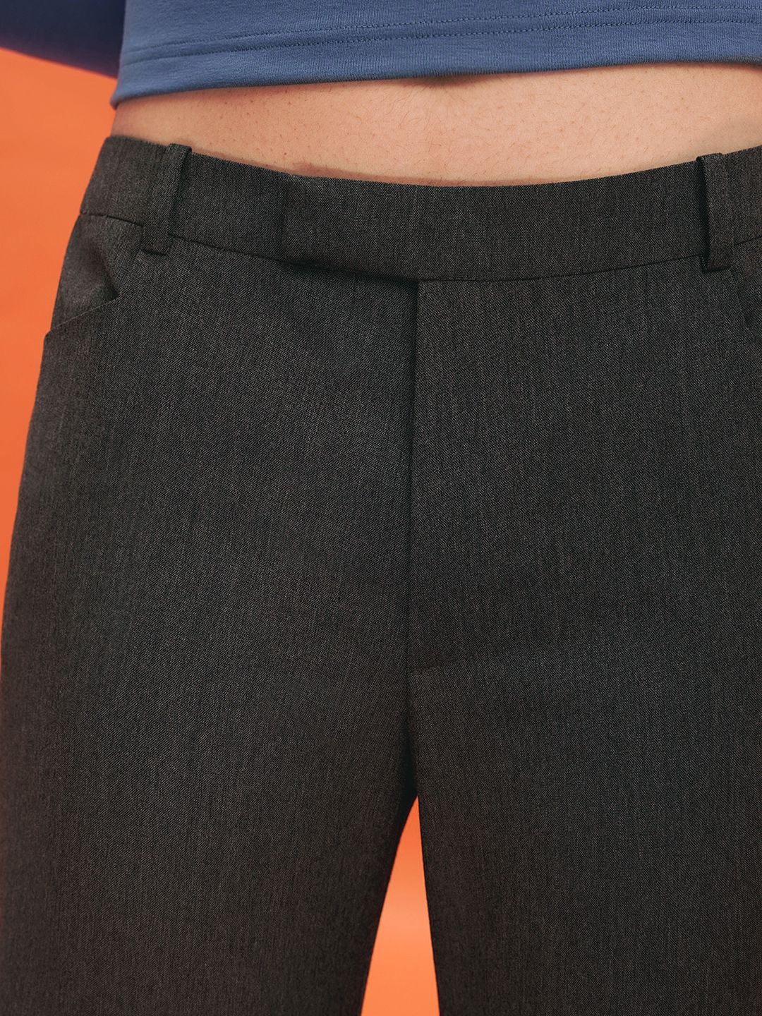 Dark Grey Low Waist Trousers
