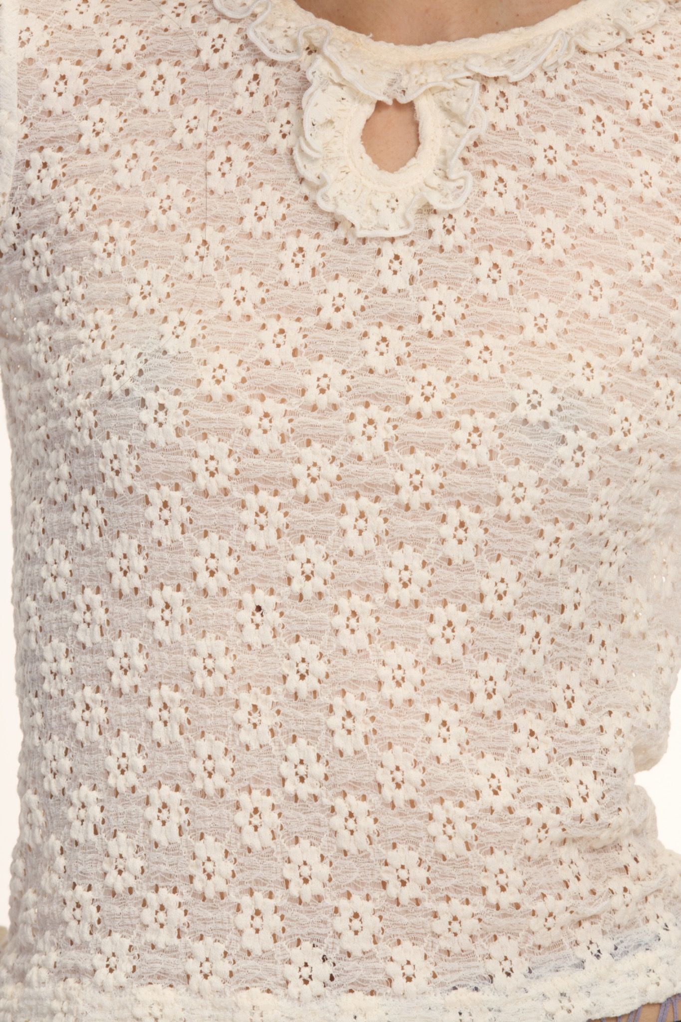 Ivory Lace Flared Sleeve Top