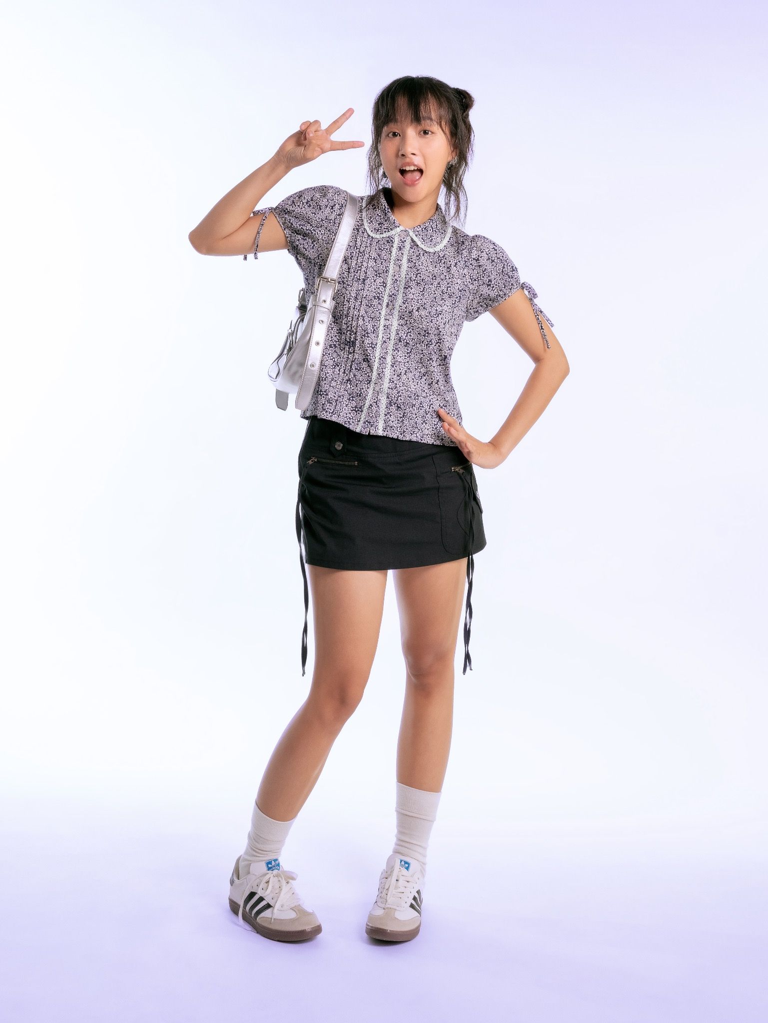 Black Zipper Pockets Mini Skirt