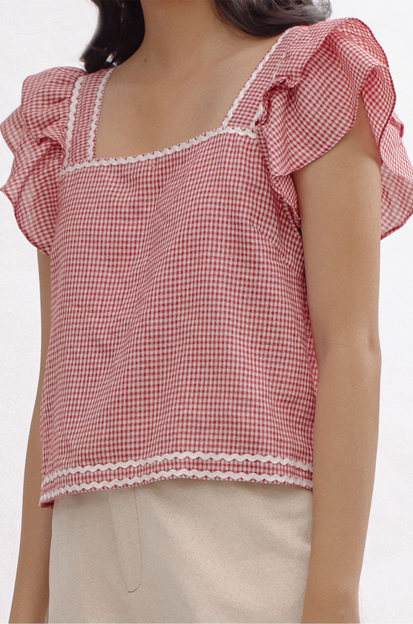 Gingham Ruffle Top
